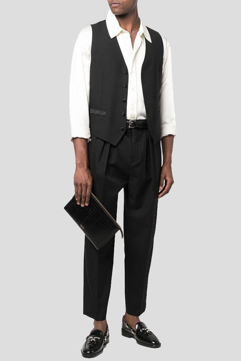 Saint Laurent Paris o1s1wg111224 Straight Leg Trousers in Black Size US 32 / EU 48 - 4 Thumbnail