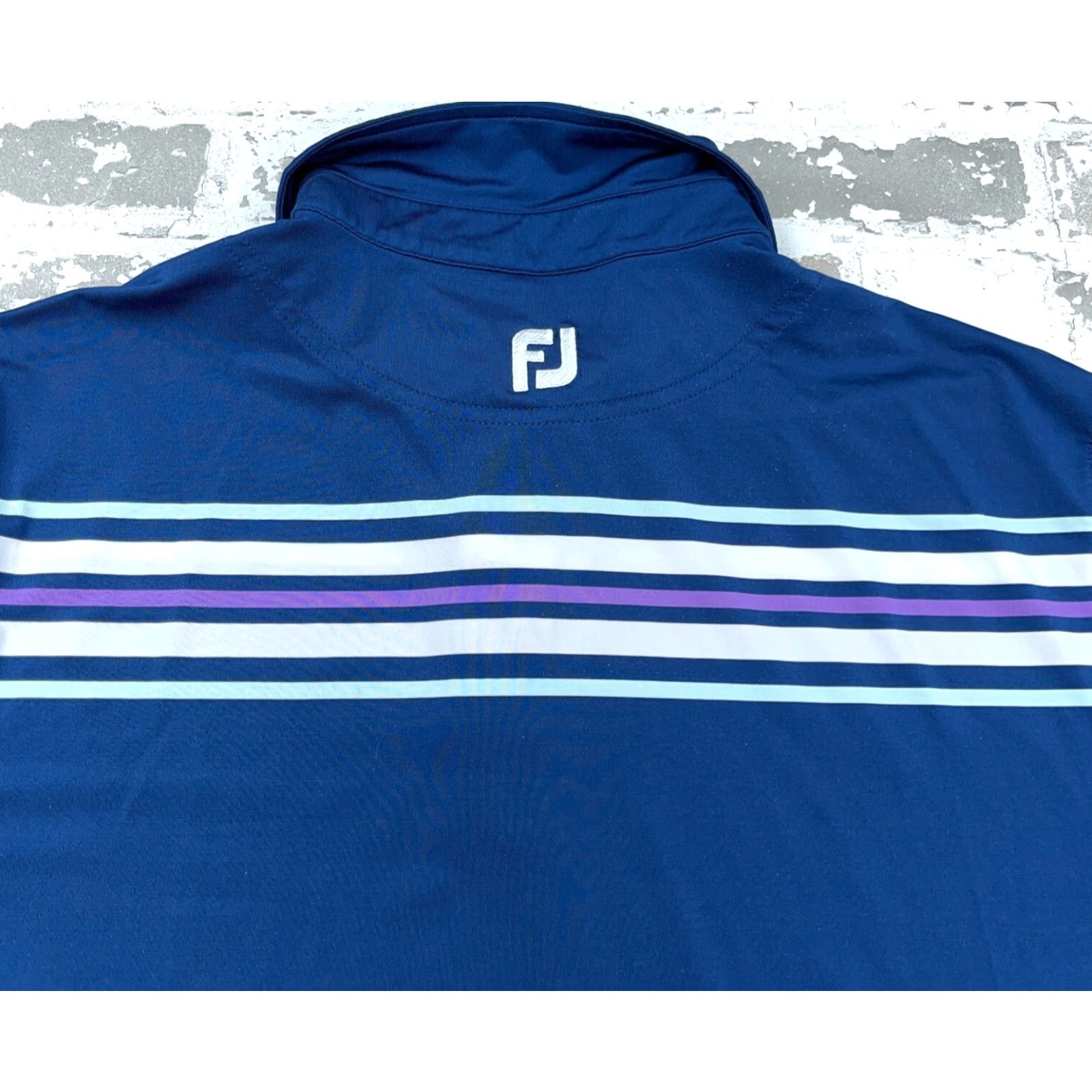 Footjoy FootJoy Polo Shirt Men L Blue White Performance Golf Logo Country Club Navy FJ Size US L / EU 52-54 / 3 - 3 Thumbnail