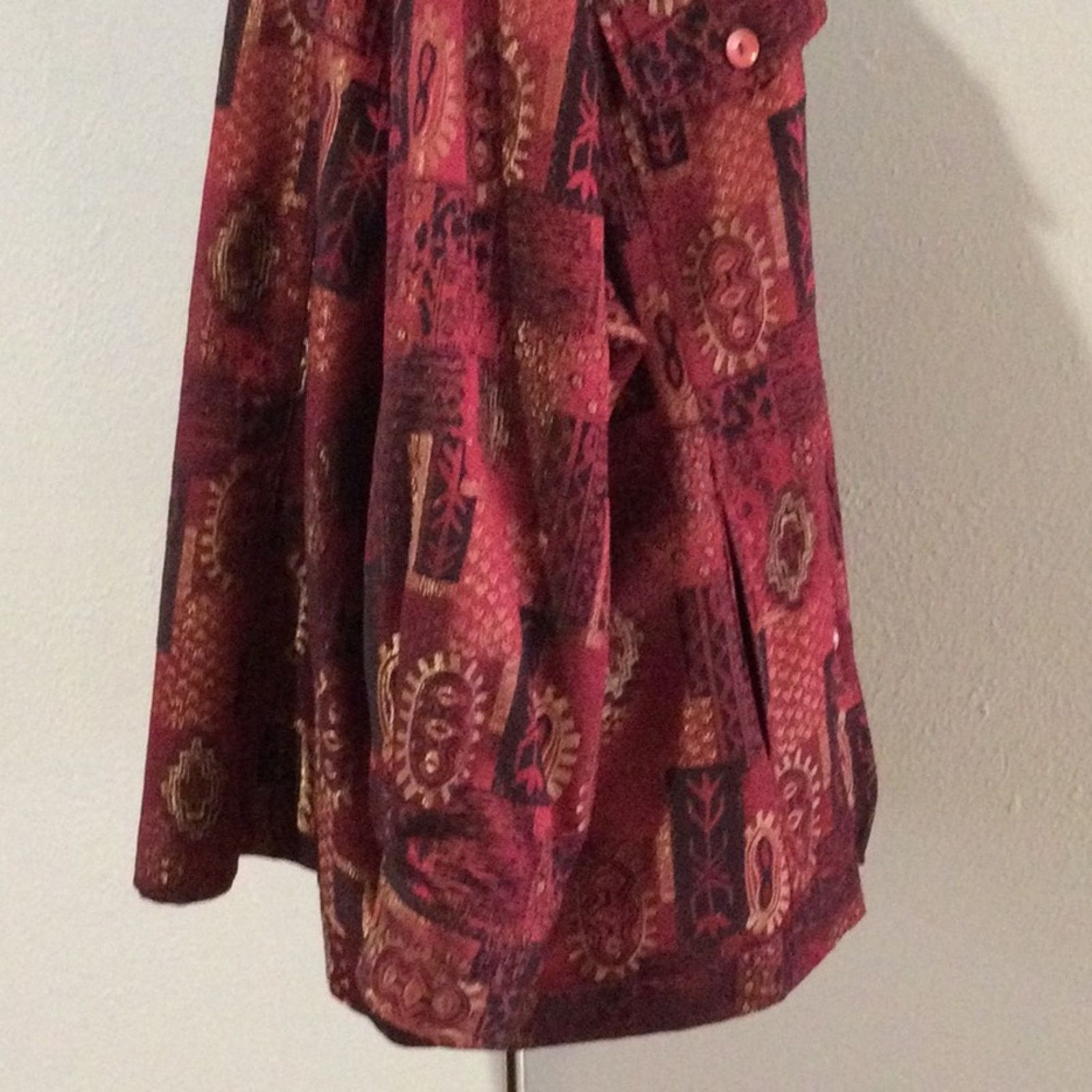 Other Ulla Popken Red w/Gold Metallic Relaxed Fit Shacket 24/26 Size 4XL / US 24-26 - 9 Thumbnail
