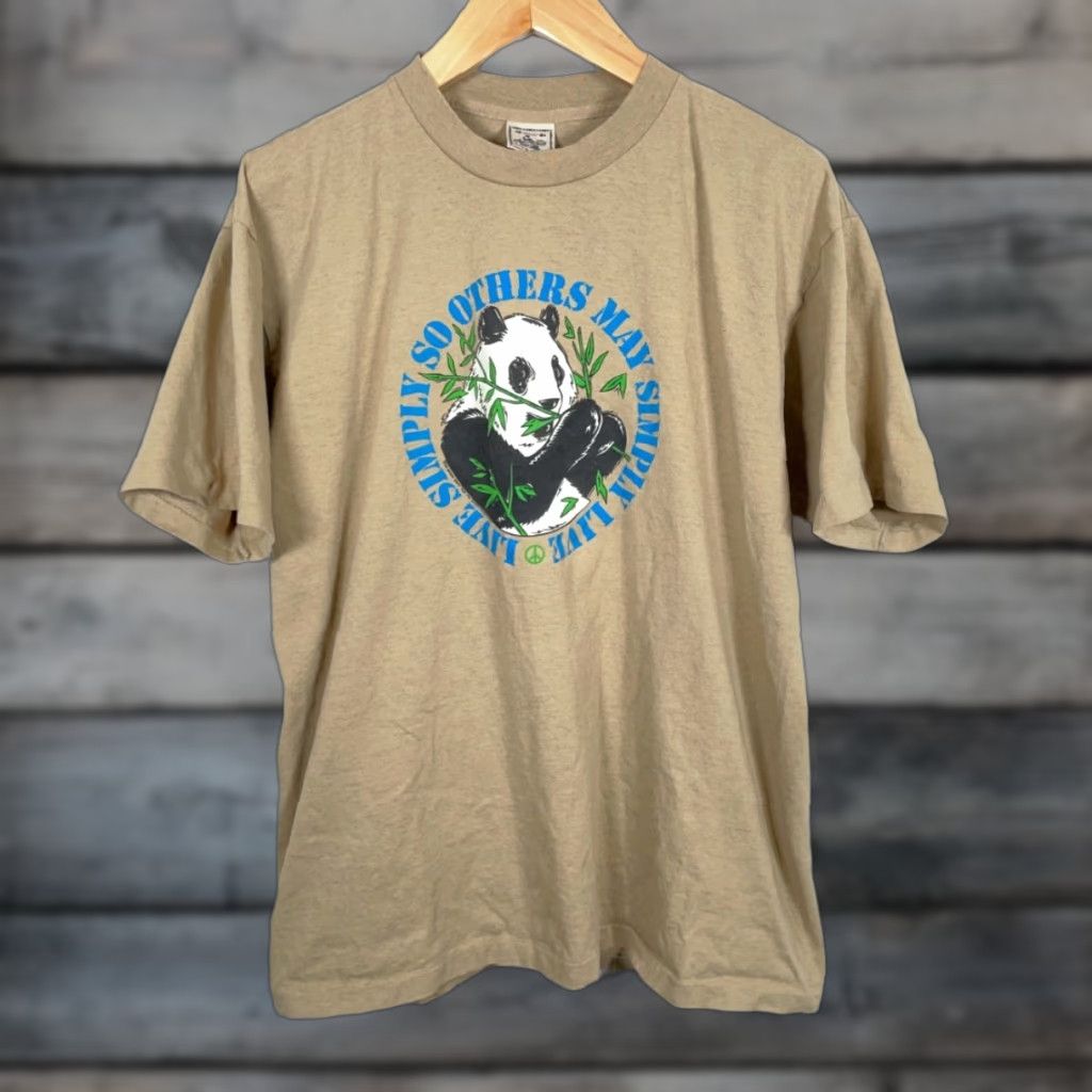 Vintage VINTAGE Alore T-Shirt Shirt Mens XL Beige Panda Print 90s USA Made Size US XL / EU 56 / 4 - 1 Thumbnail
