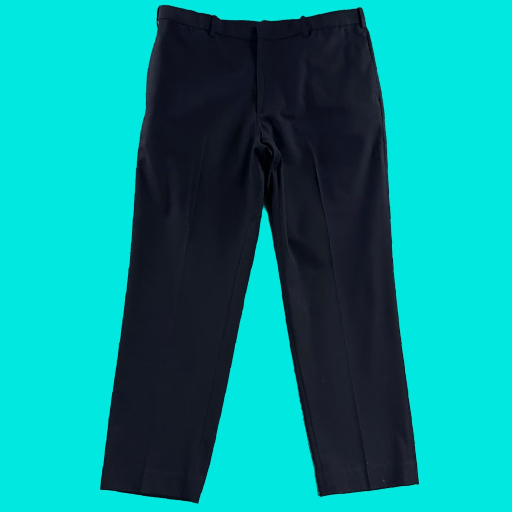 Uniqlo Mens Pants Blue Size XL Drawstring Stretch Polyester Blend Dress  Pants Tapered Front Flat Pockets