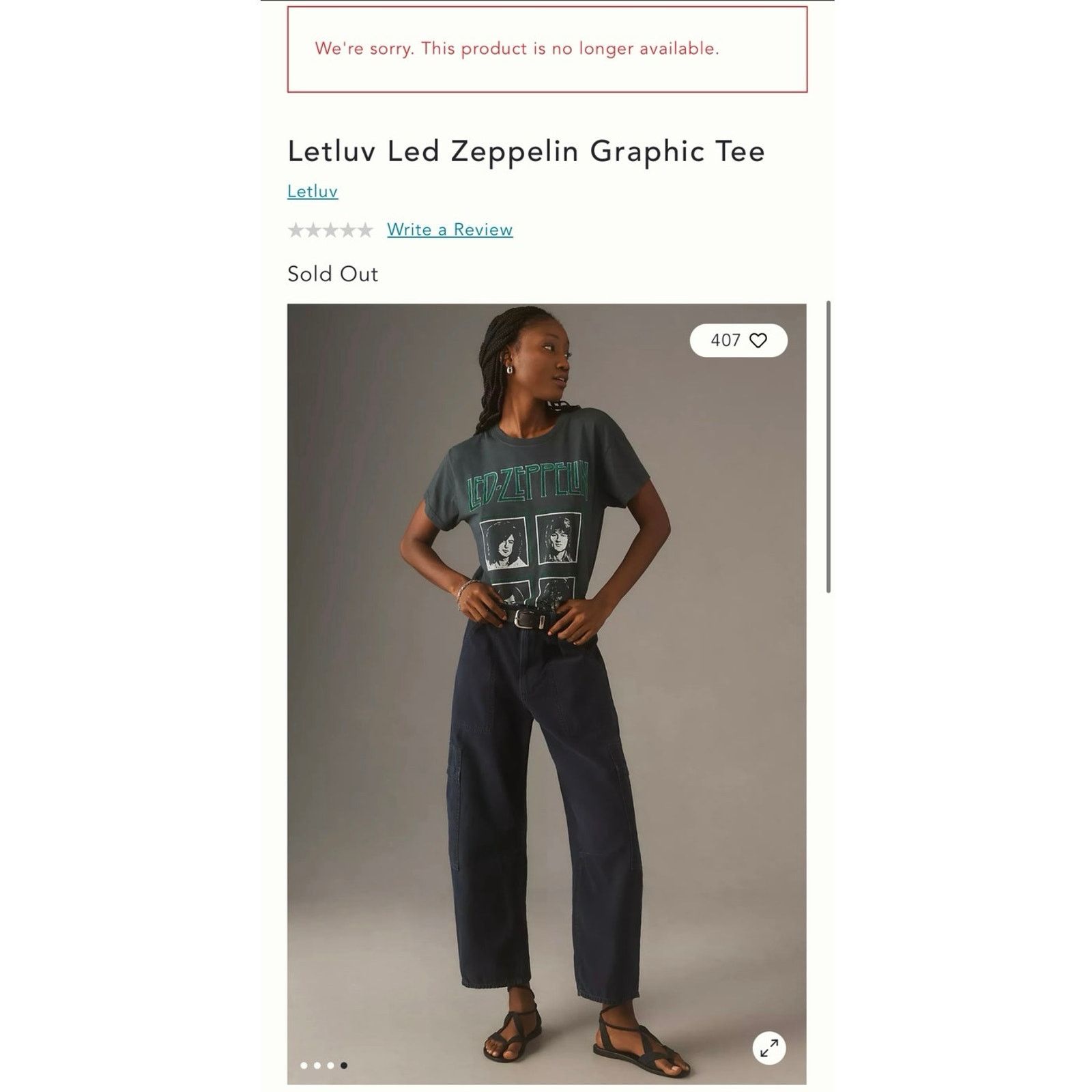Anthropologie LETLUV Led Zeppelin Graphic Tee, Size XL New without Tag Size XL / US 12-14 / IT 48-50 - 7 Thumbnail