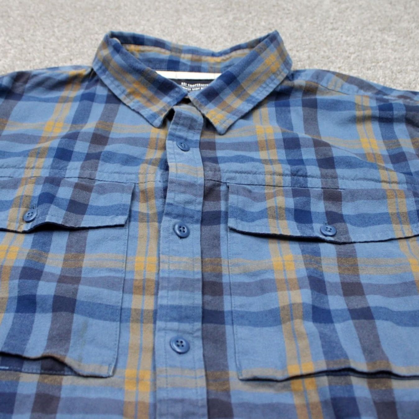 Vintage REI Co-op Shirt Mens 3XL Blue/Yellow Wallace Lake Flannel Cotton Long Sleeve Size US XXL / EU 58 / 5 - 4 Thumbnail
