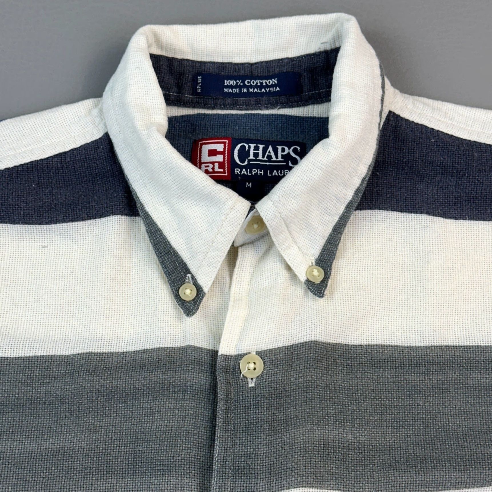Ralph Lauren VINTAGE Chaps Ralph Lauren Shirt Mens M White Blue Gray Slub Cotton Striped Button-Up Casual Size US M / EU 48-50 / 2 - 5 Thumbnail