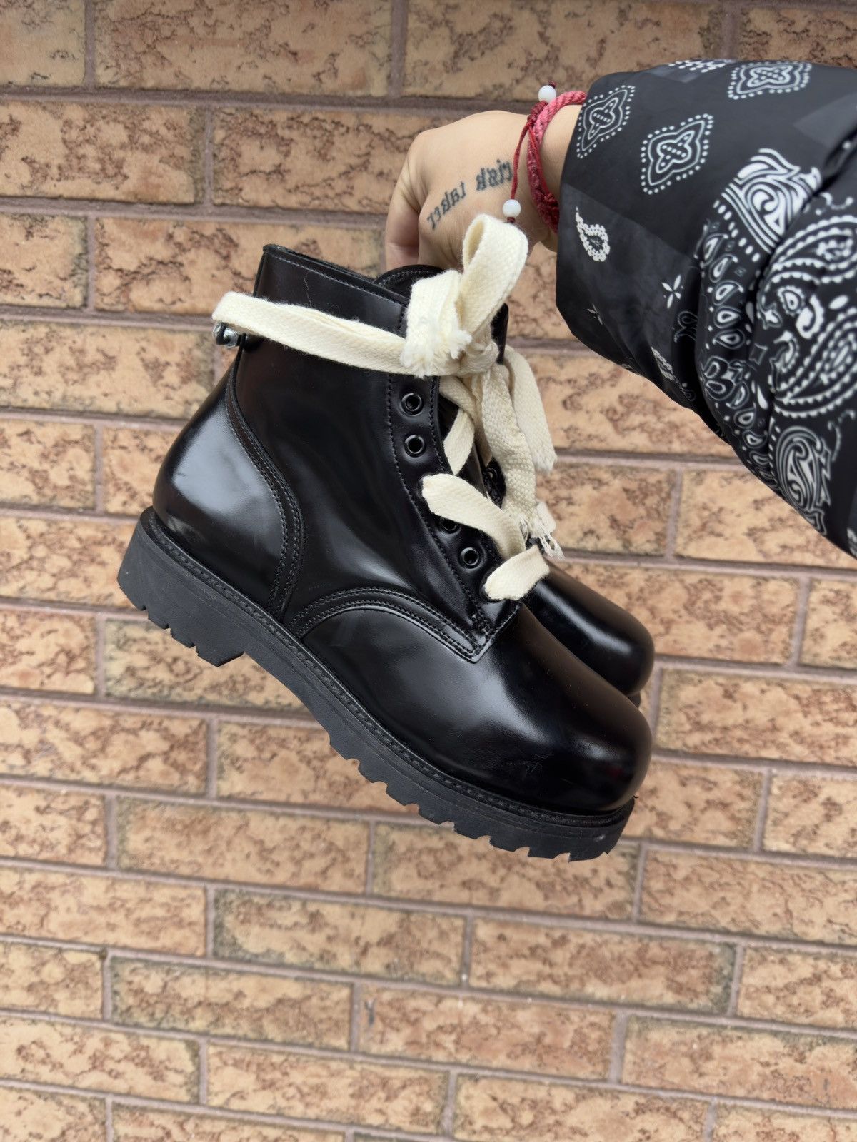 Other 1980s Vintage Leather Combat Ankle Boots Size US 13 / EU 46 - 4 Thumbnail