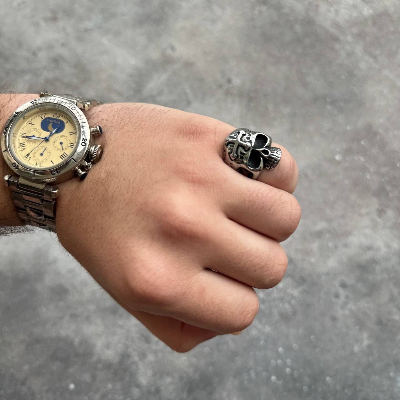 Vintage Gothic Skull 💀 Vintage Silver Ring Size ONE SIZE - 2 Thumbnail