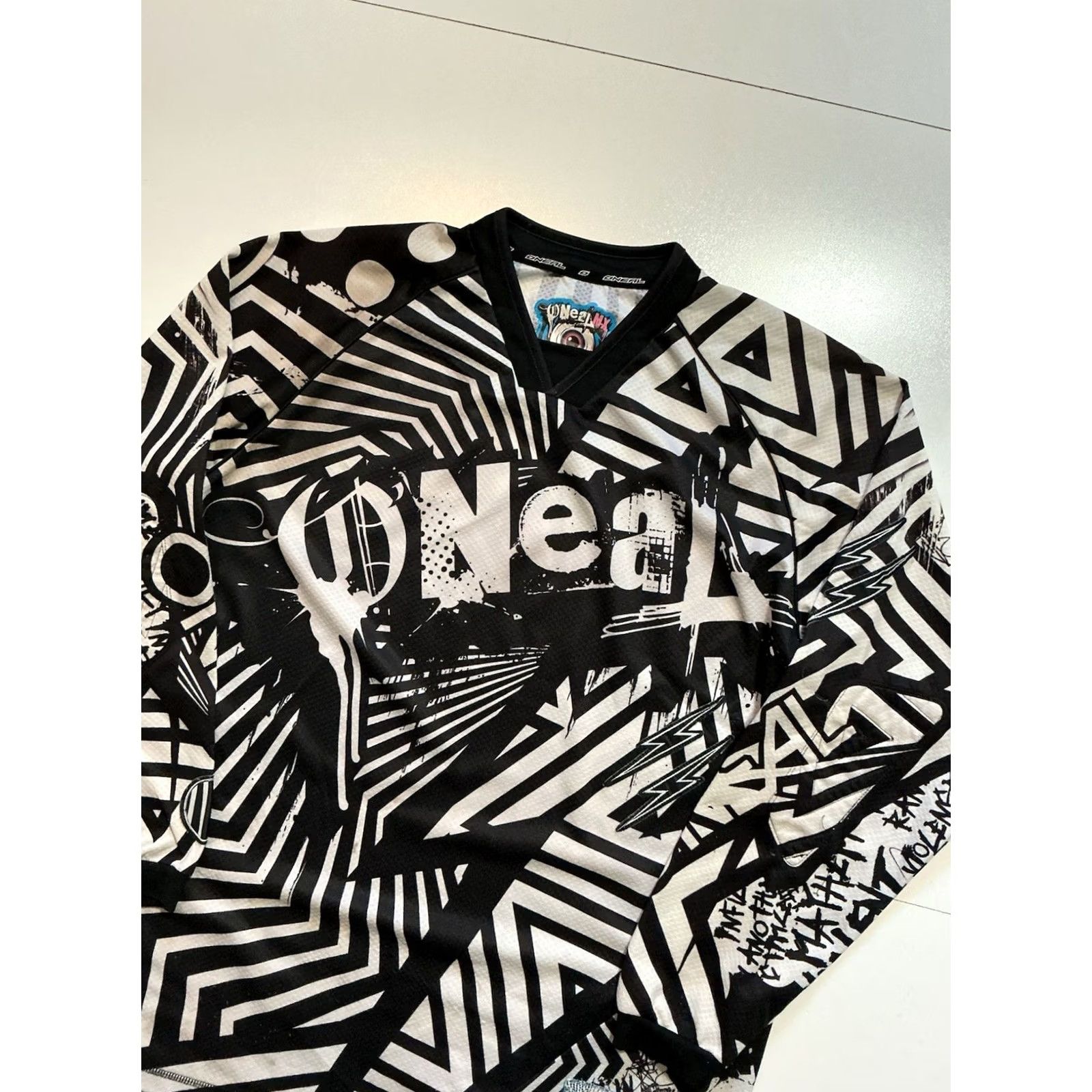 Vintage VINTAGE O’Neal Jersey Long Sleeve Racing AOP MX Motocross Lightning Bolt White Black M Boys Mens Womens Size US S / EU 44-46 / 1 - 3 Thumbnail
