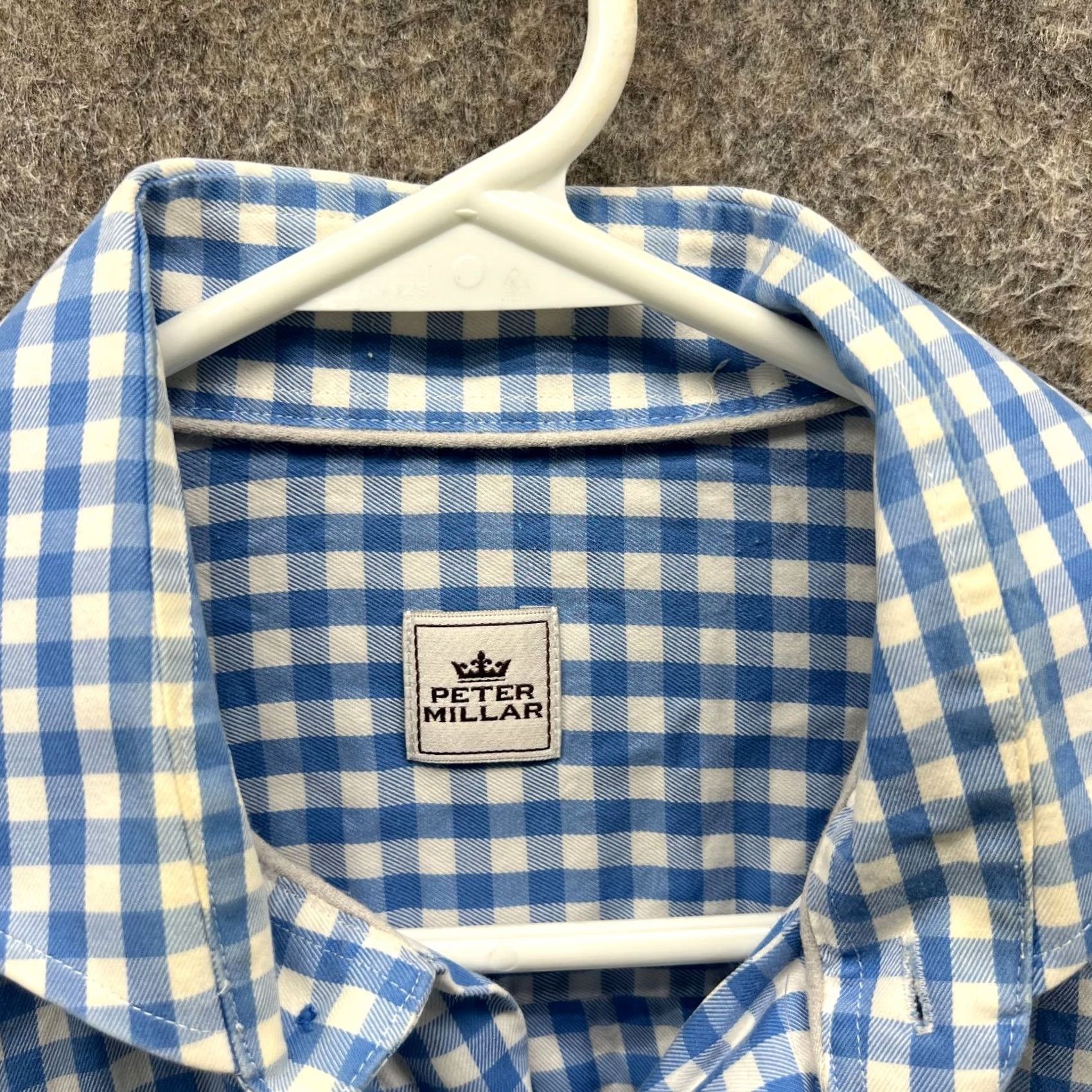 Peter Millar Peter Millar Dress Shirt Mens Large Blue Button-Down Check Oxford Pocket Shirt Size 42R - 7 Thumbnail