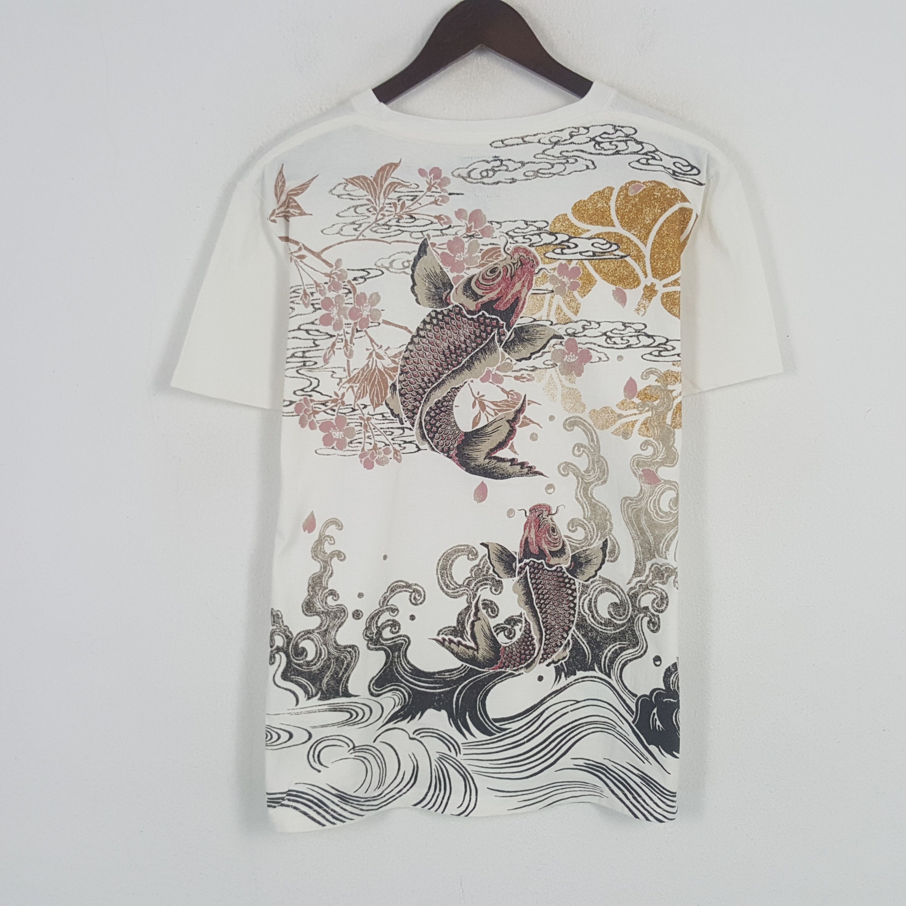 Bullet Noise × Japanese Brand × Vintage Vintage Bullet Noise Fish Koii Art Tradition Tshirt Size US M / EU 48-50 / 2 - 1 Thumbnail