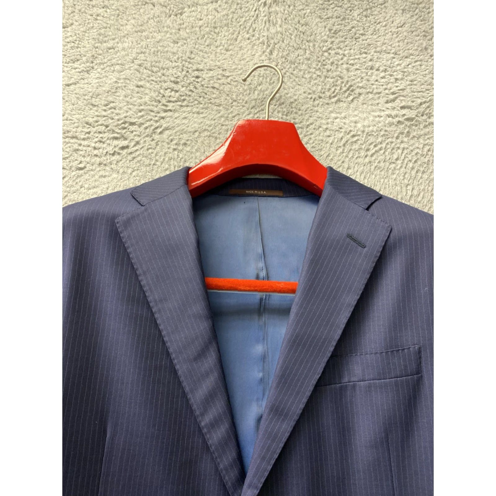 Vintage HICKEY FREEMAN Blazer Suit Jacket Size 44 R Blue Striped Wool Two Button Mens Size 44R - 4 Thumbnail