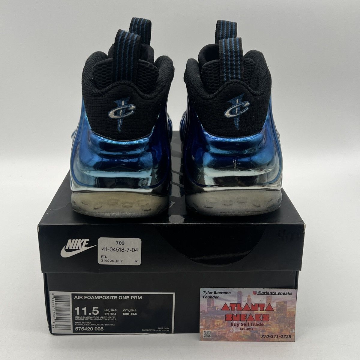 Nike Air Foamposite one blue mirror Size US 11.5 / EU 44-45 - 3 Thumbnail