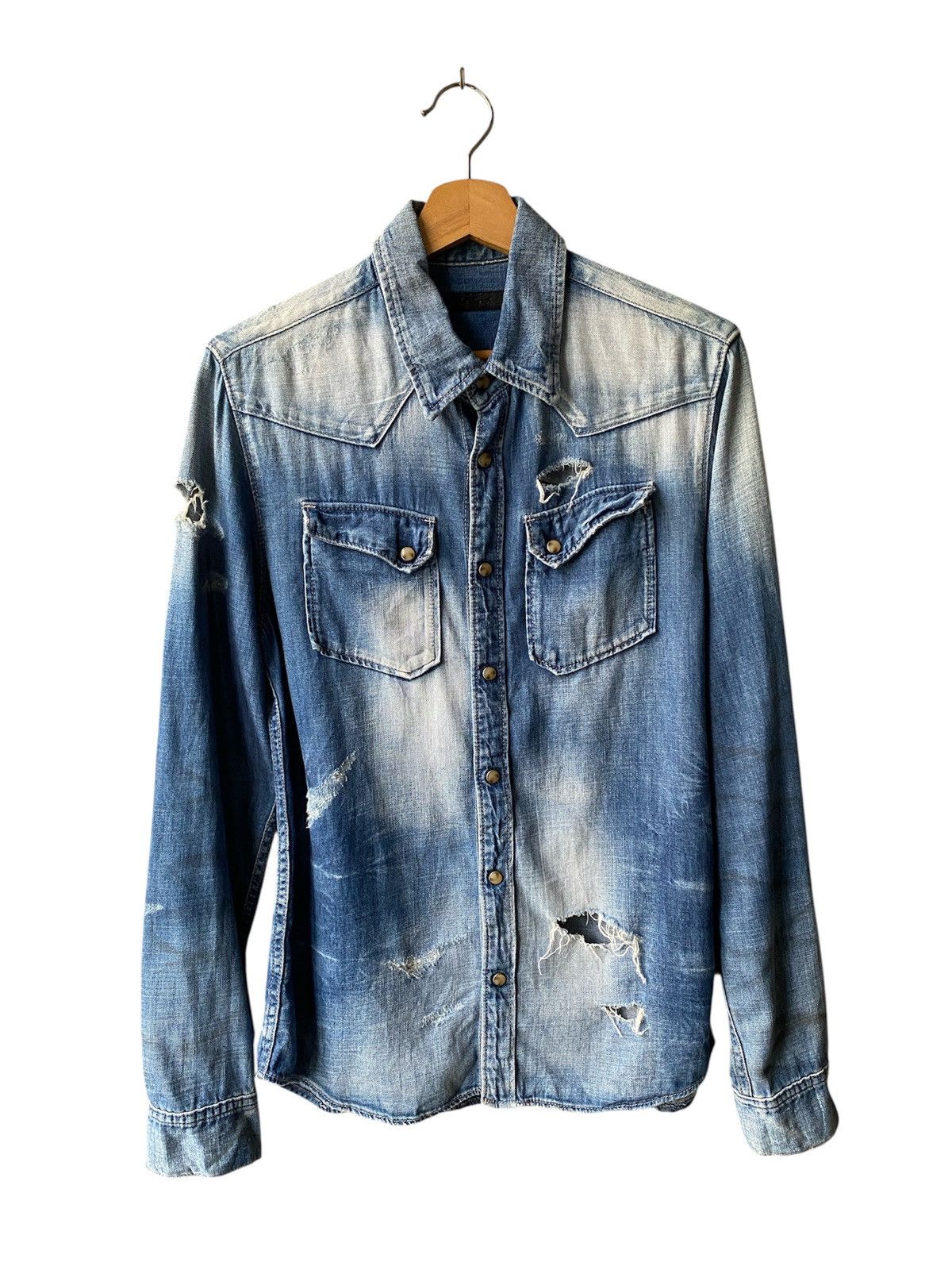 If Six Was Nine Fuga Japan Distressed Button Up Jeans Shirt Size US M / EU 48-50 / 2 - 1 Thumbnail