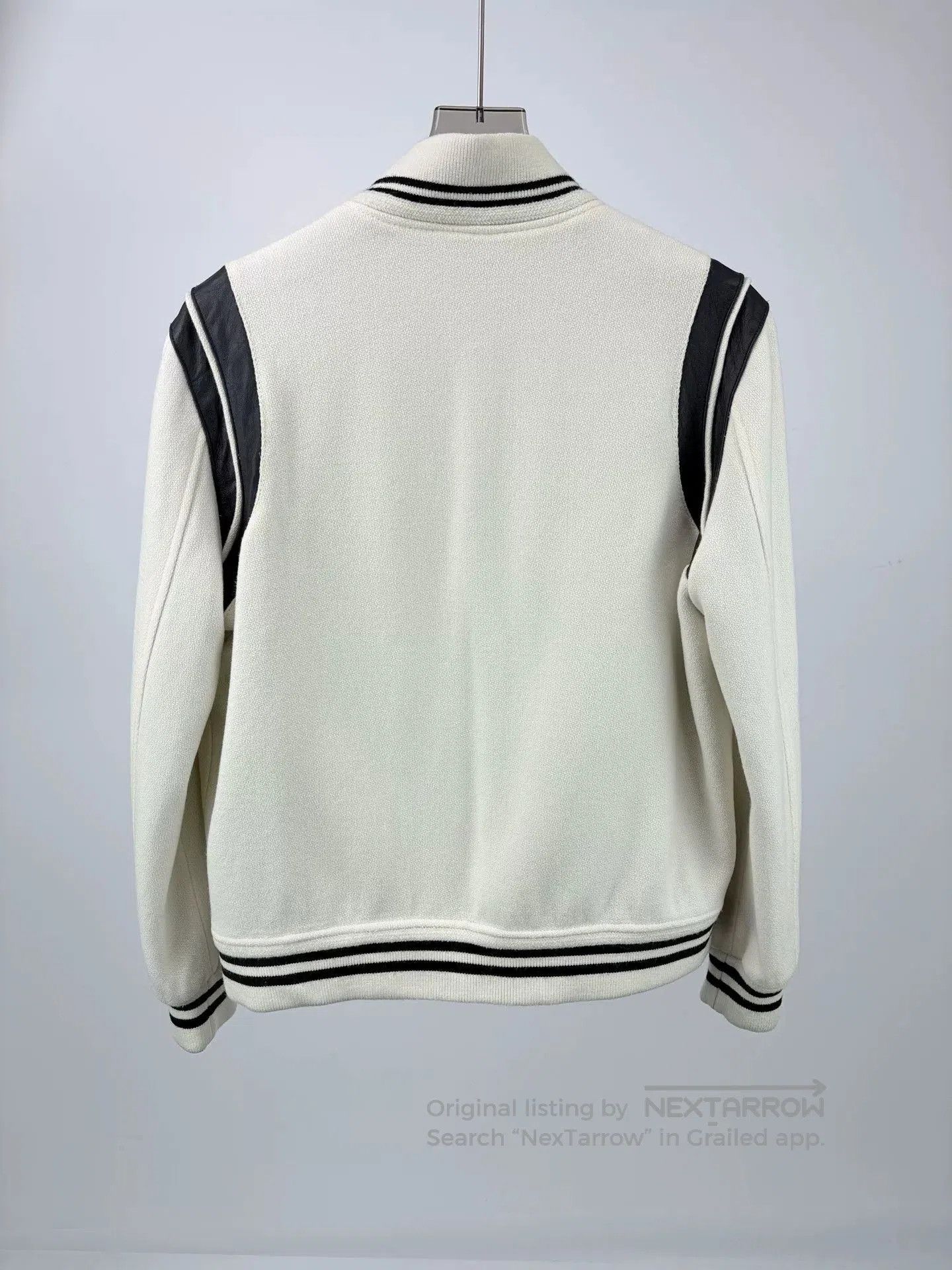 Saint Laurent Paris Saint Laurent White Leather Sleeves Baseball Jacket. Size US M / EU 48-50 / 2 - 2 Thumbnail