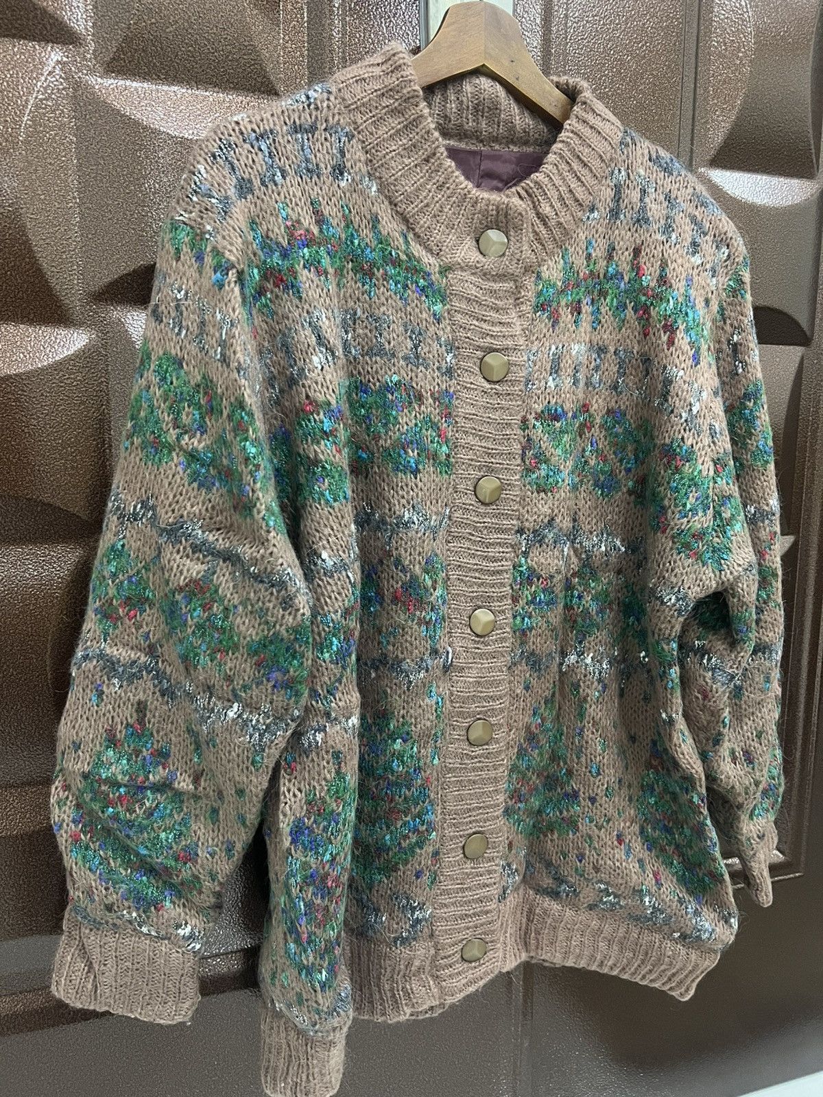 Japanese Brand VINTAGE Chunky Cozy Christmas Tree Button Up Knit Cardigan Size L / US 10 / IT 46 - 3 Thumbnail