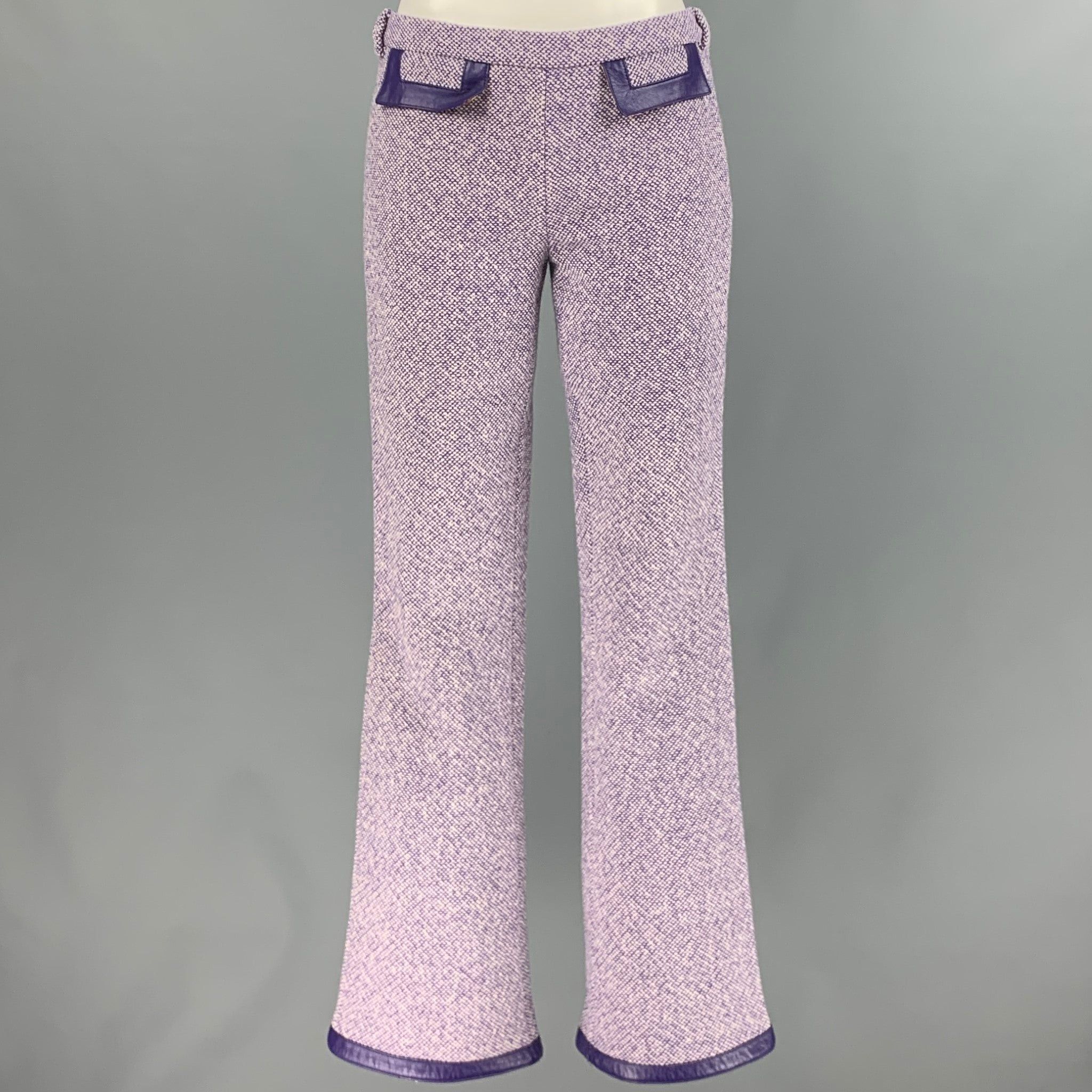 image of Dolce Gabbana Purple White Wool Blend Dress Pants, Women's (Size 26)