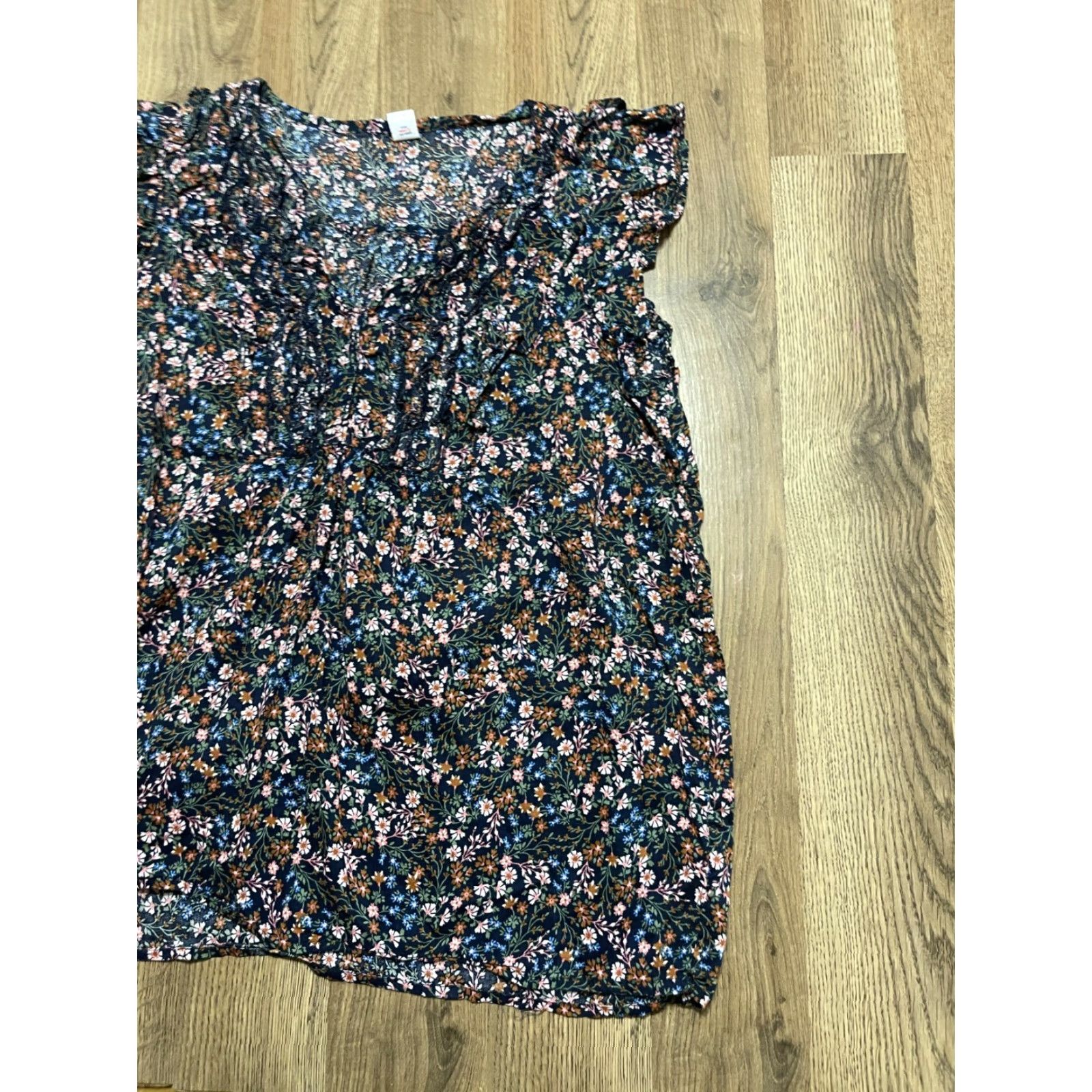 Old Navy Old Navy Blouse Womens M Tall Multicolor V-Neck Floral Ruffle Sleeve Shirt Casual Womens Size M / US 6-8 / IT 42-44 - 4 Thumbnail