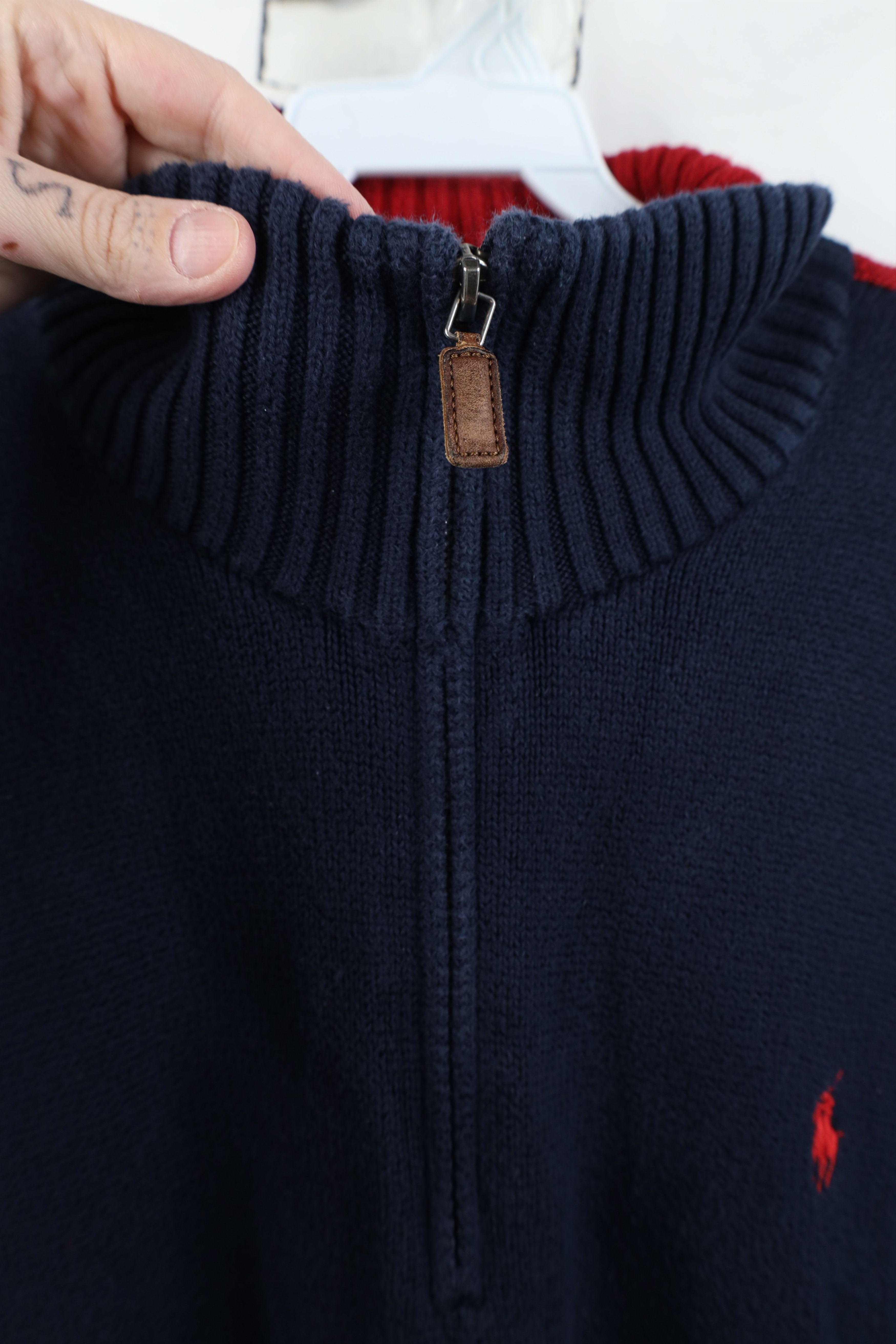 Polo Ralph Lauren Vintage 90s Ralph Lauren Ribbed Knit 1/4 1/2 Zip Sweater Size US L / EU 52-54 / 3 - 12 Thumbnail