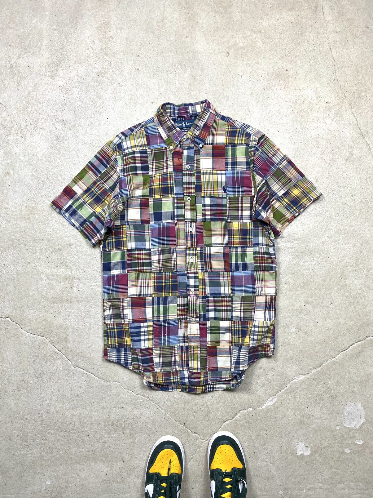 Polo Ralph Lauren Rare! Vintage 1990’s Polo Ralph Lauren Patchwork Shirt RRL Size US M / EU 48-50 / 2 - 1 Thumbnail