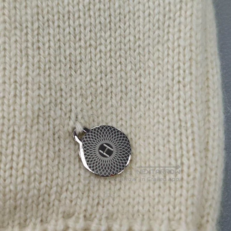 Hermes Beige Metallic Logo Cashmere Cardigan