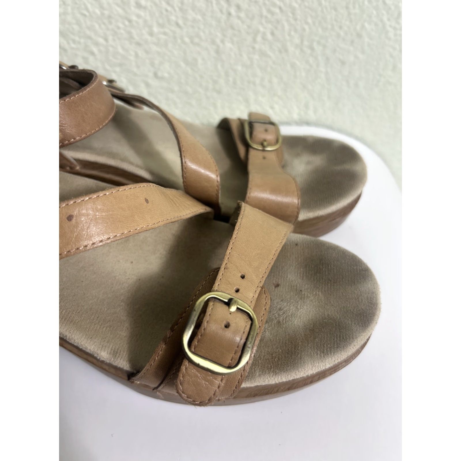 Dansko Dansko Sandal Women Sacha Tan Burnished Leather US 10 EU 40 Strappy Buckle Wedge Arch Support Comfort Slide Size US 10 / IT 40 - 2 Thumbnail