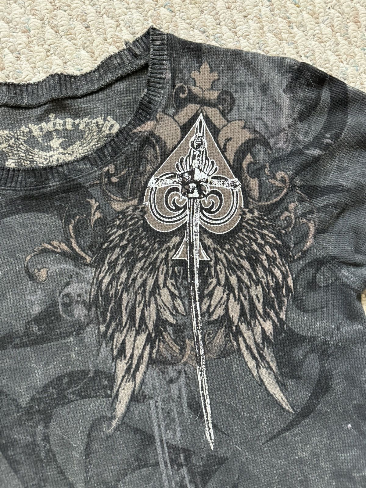Affliction Y2k WMNS Departed Gray Shirt (M) Size M / US 6-8 / IT 42-44 - 2 Thumbnail
