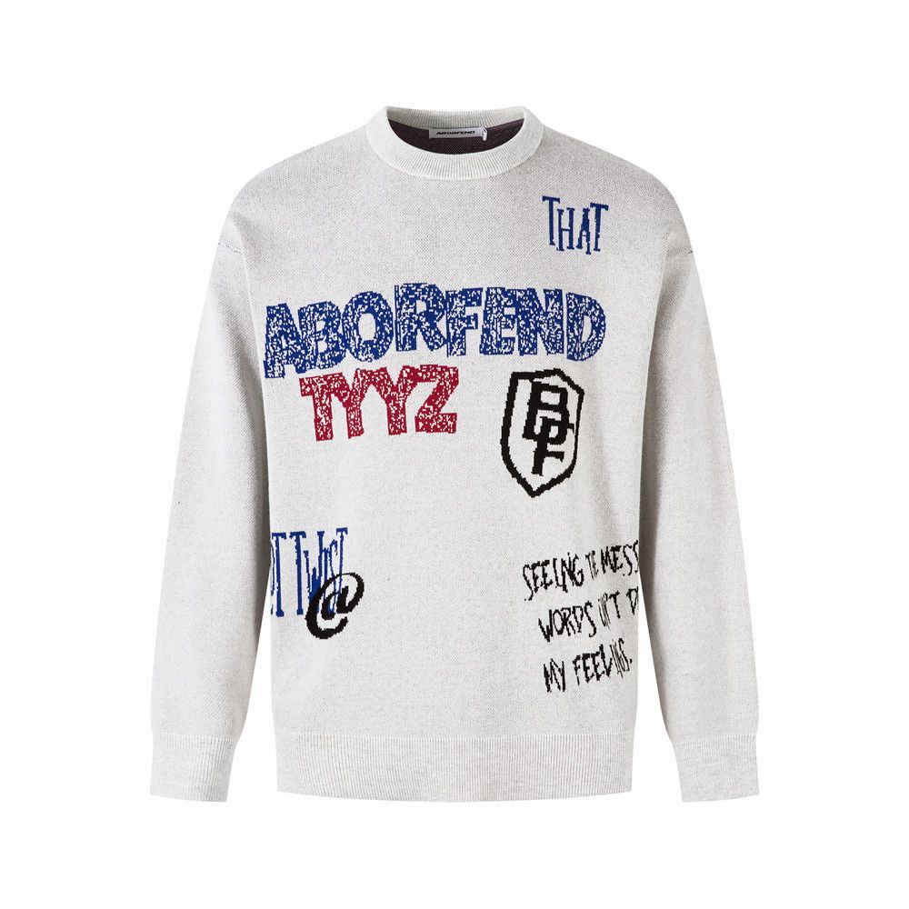 Vintage Men's loose graffiti lettering crew neck casual sweater Size US L / EU 52-54 / 3 - 1 Thumbnail