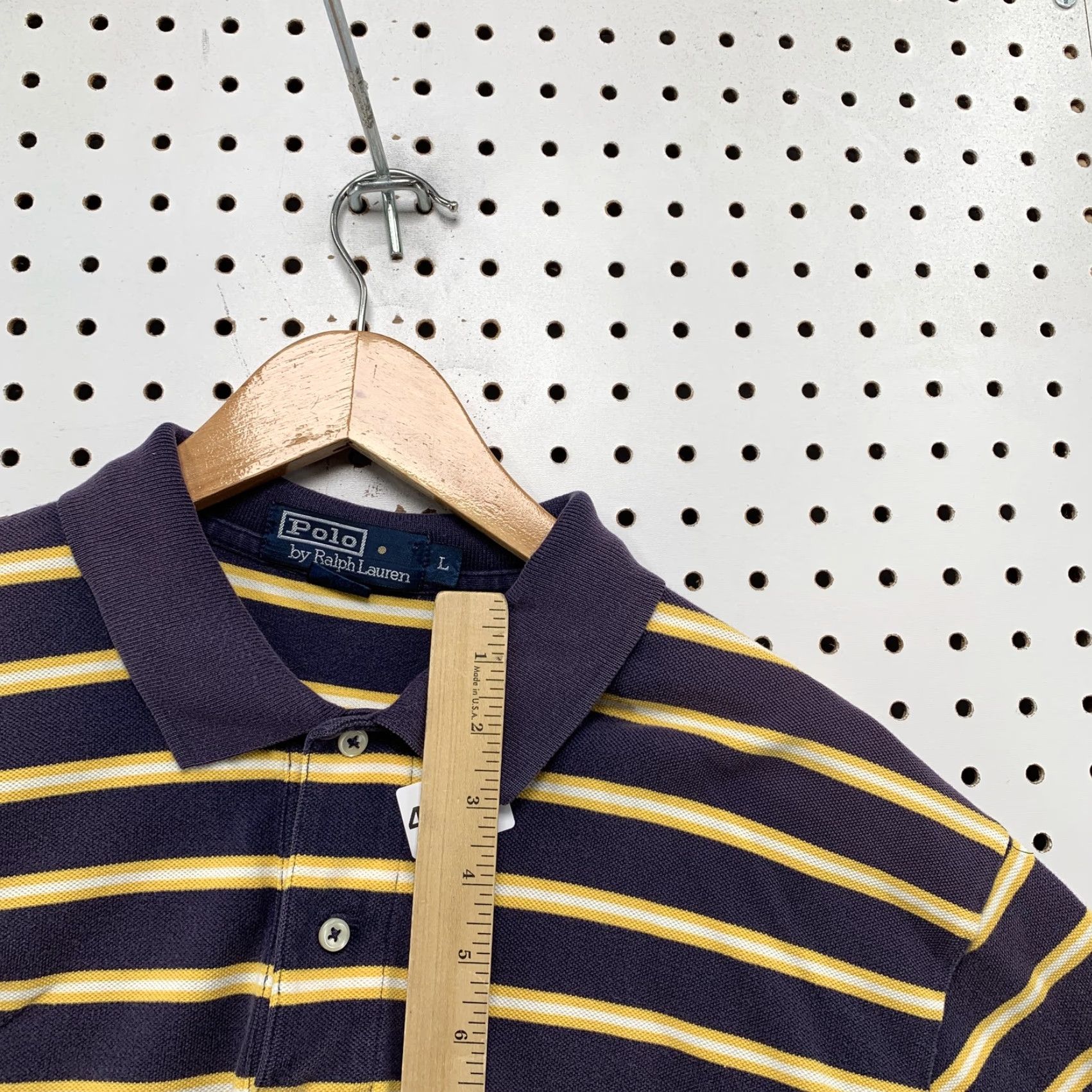 Polo Ralph Lauren VTG Polo Ralph Lauren Shirt Mens Large Purple Yellow Striped Short Sleeve Casual Polo 90s Mens Size US L / EU 52-54 / 3 - 5 Thumbnail