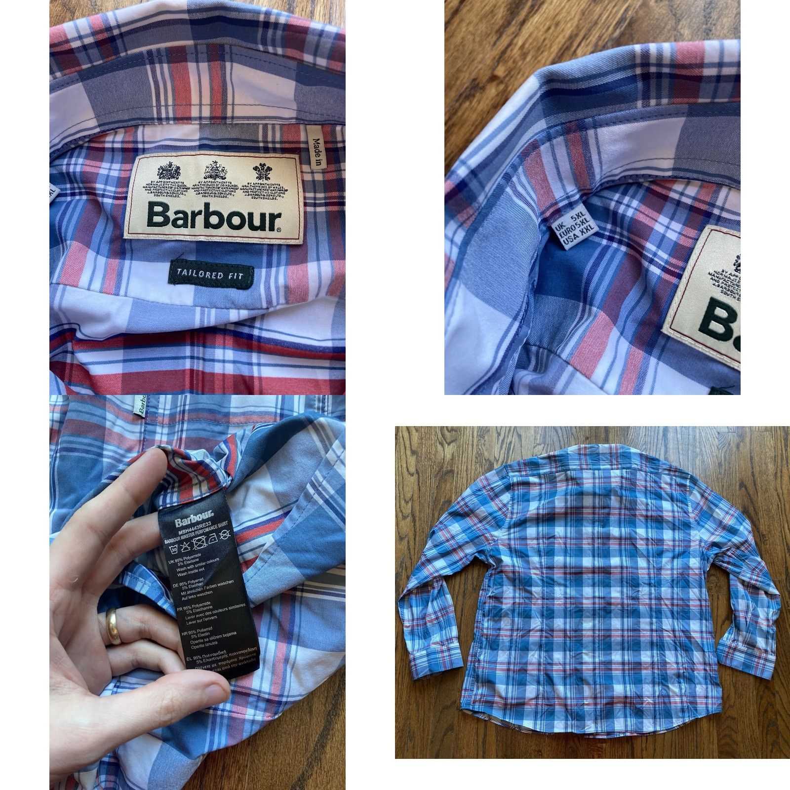 Barbour Barbour Performance Shirt Mens 2XL Blue Long Sleeve Button-Up Check Plaid Tailored Button-Down Collared Shirt Size US XXL / EU 58 / 5 - 8 Thumbnail