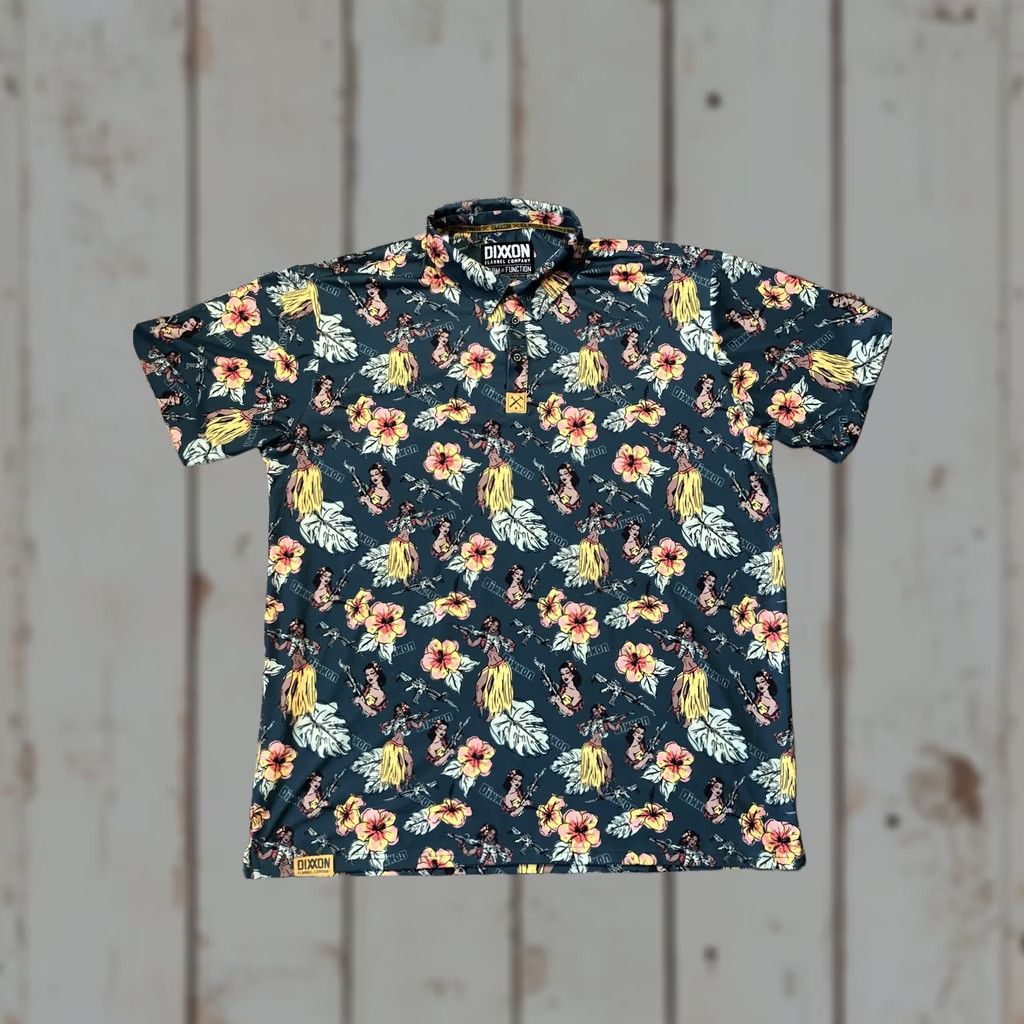 Vintage Dixxon Polo Shirt Mens 3XL Green Floral D-Sport Performance Hawaiian Aloha Short Sleeve Collared Size US XXL / EU 58 / 5 - 1 Thumbnail