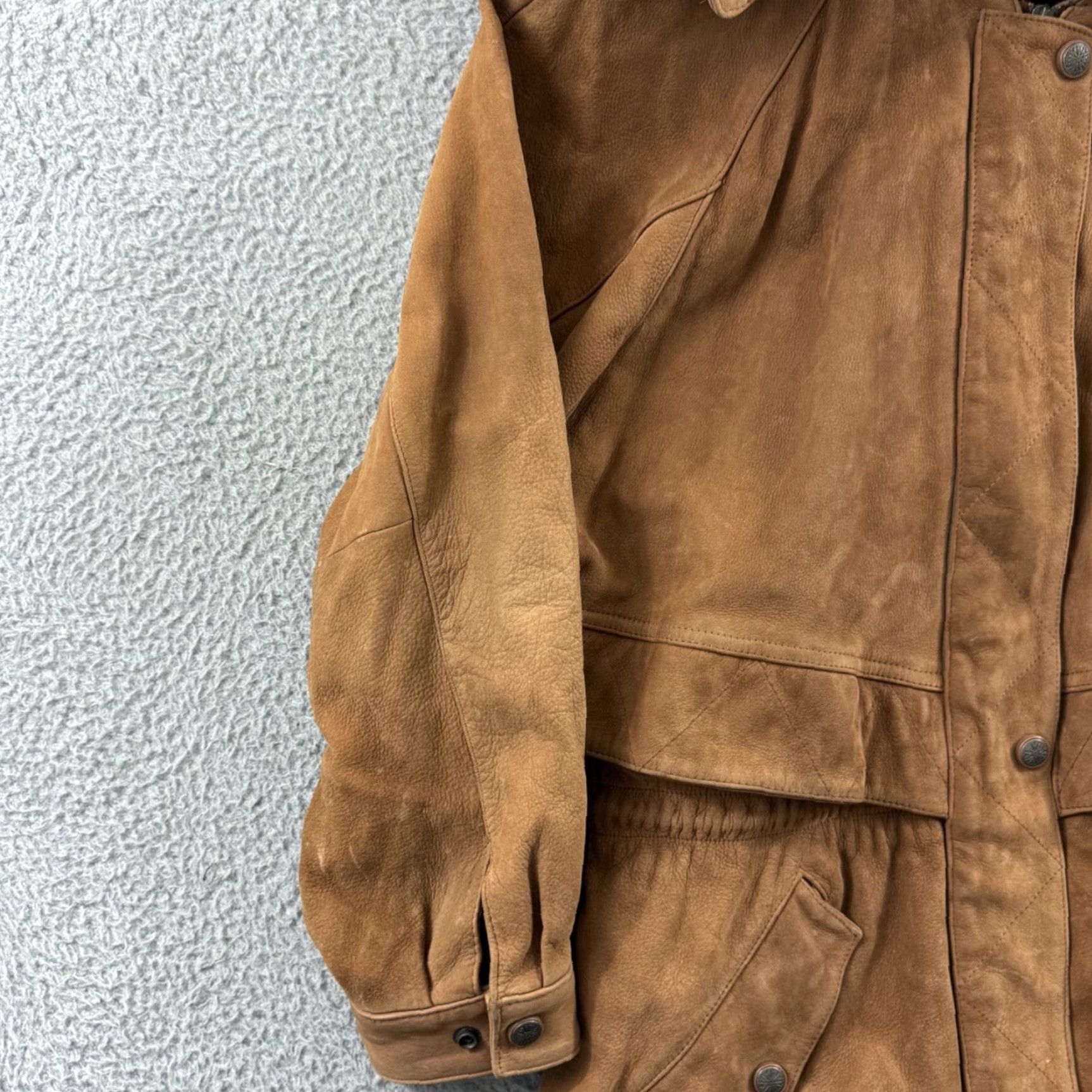 Vintage Adventure Bound Wilsons Coat Womens Medium Brown Leather Suede Hooded Parka Jacket Coat Size M / US 6-8 / IT 42-44 - 4 Thumbnail