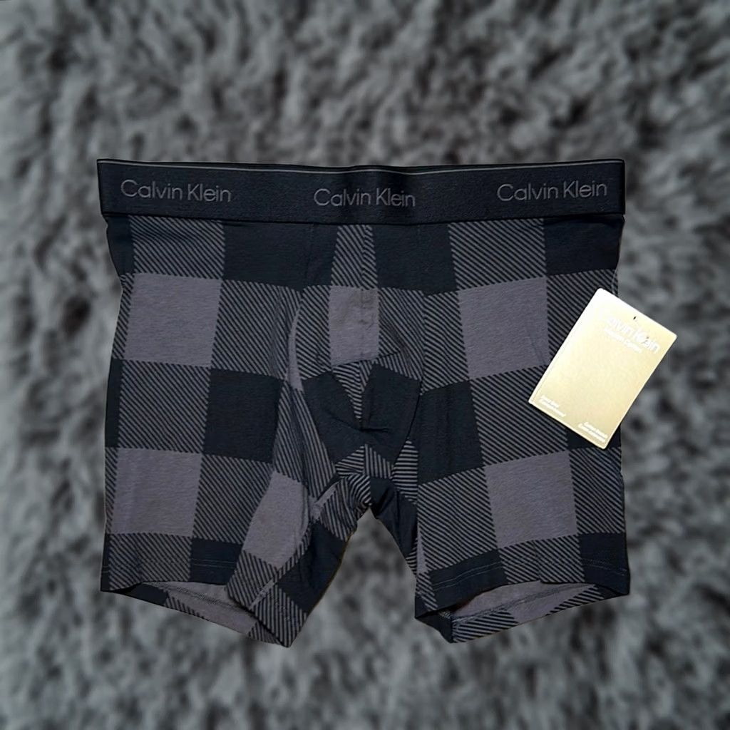 Calvin Klein Calvin Klein Boxer Brief Modern Cotton Stretch Plaid - M, Black, Men, Underwear, Regular, NWT Size 40R - 1 Thumbnail