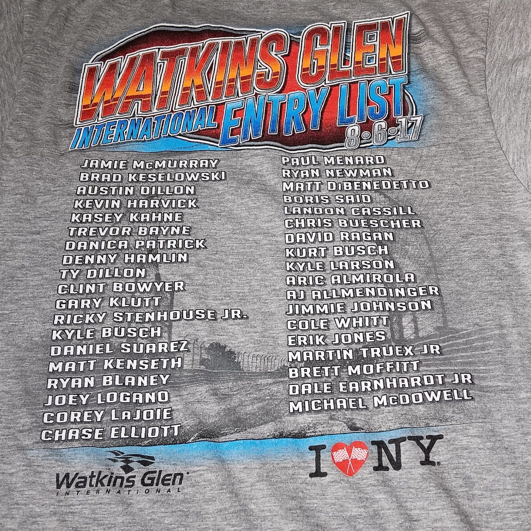 Vintage VINTAGE Fanatics Watkins Glen International Race Car Driver Shirt Small Gray 2017 NASCAR I Love NY 355 Mens Size US S / EU 44-46 / 1 - 2 Thumbnail