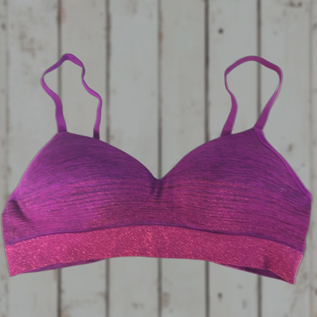 Vintage No Boundaries WomenS Wireless Push-Up Padded Bra M Metallic Pink/purple, Women's
