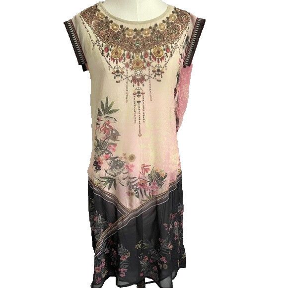 Desigual Desigual Elo Sheer Chiffon Flapper Bejeweled Knee Dress Size S / US 4 / IT 40 - 2 Thumbnail