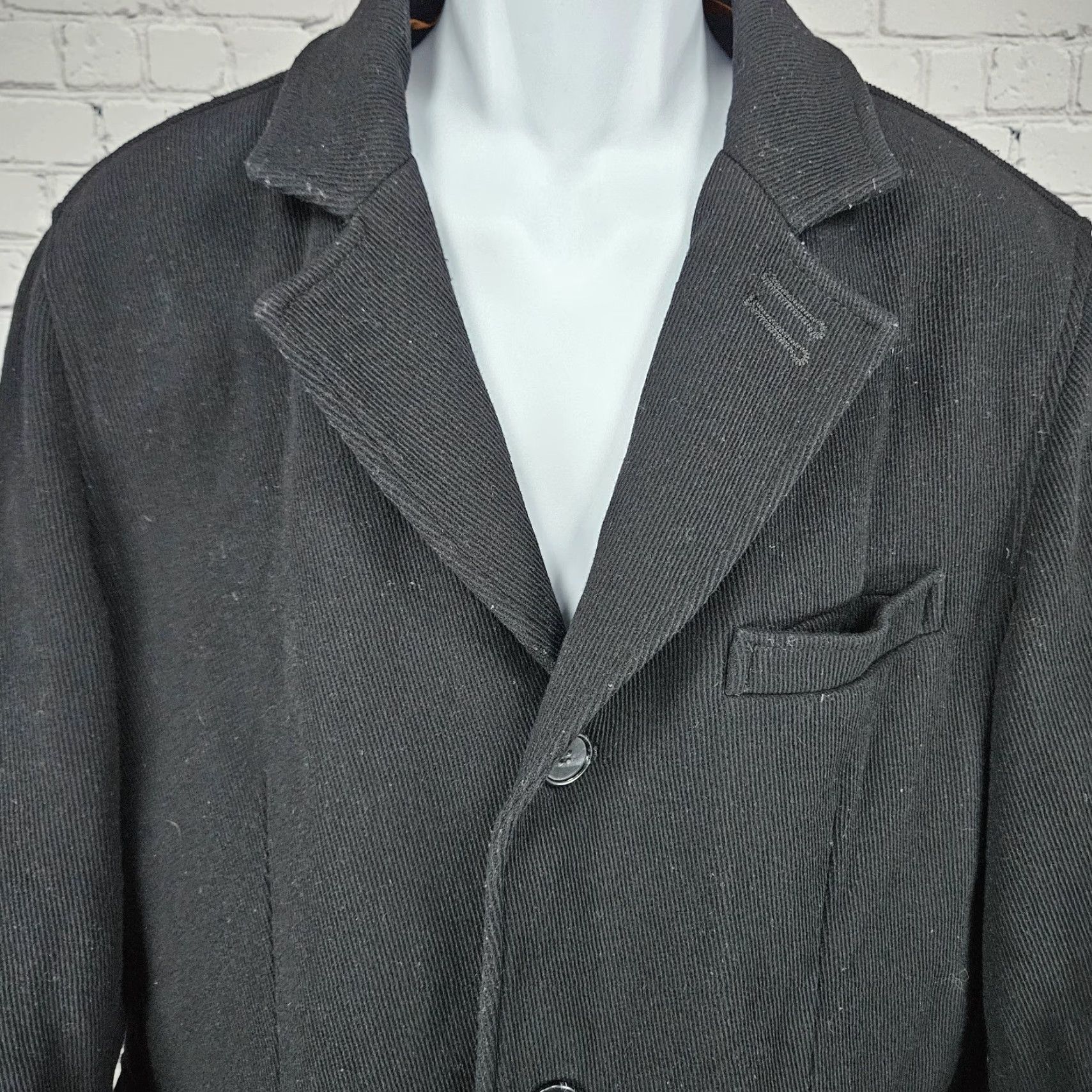 Cole Haan VINTAGE Cole Haan Black Wool Corduroy Over Coat L with Button Pockets Notch Lined Coat Mens Size US L / EU 52-54 / 3 - 7 Thumbnail