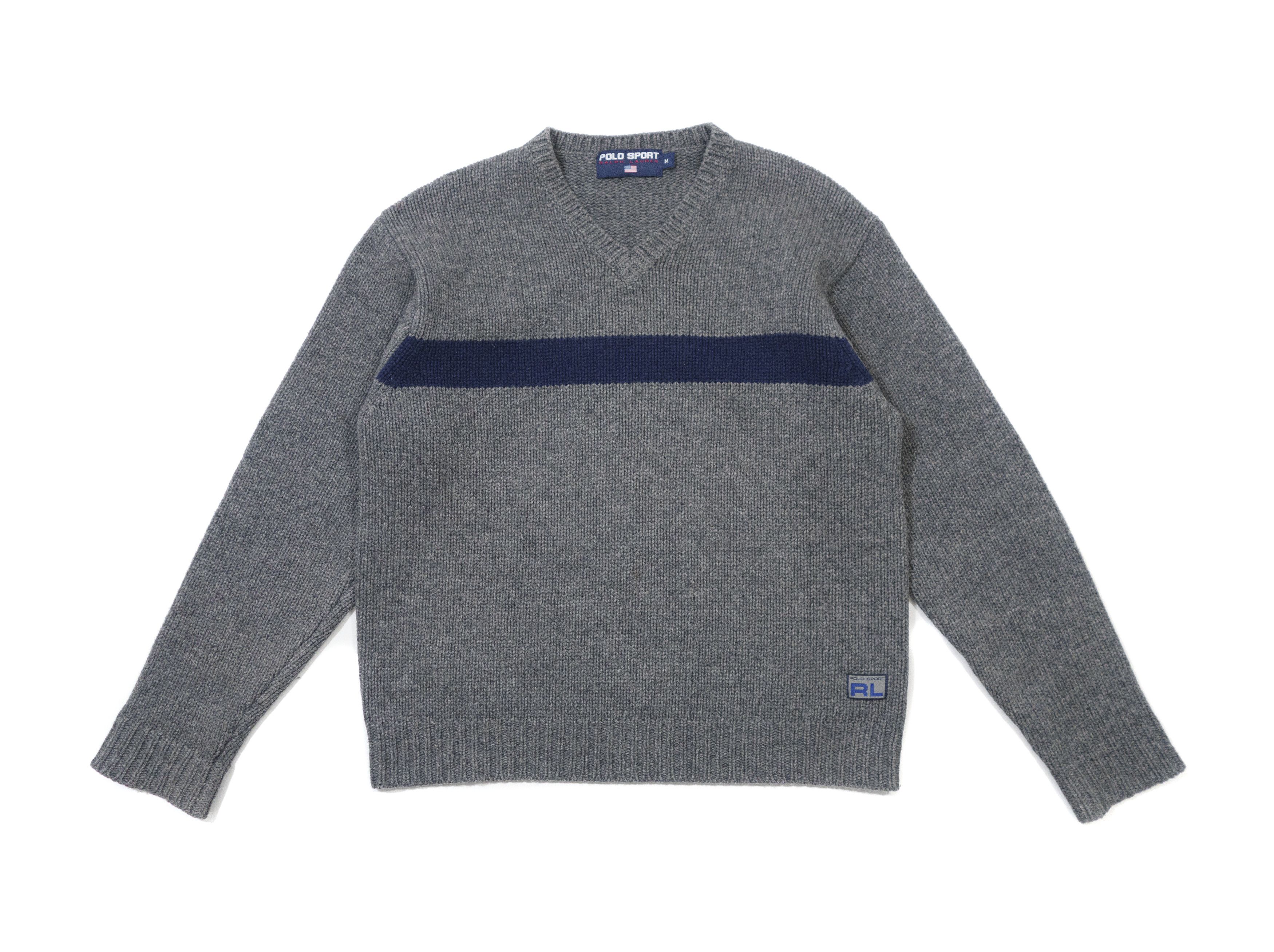 Polo Ralph Lauren Polo Sport 90s Wool Nylon Striped V-Neck Knit Sweater Size US M / EU 48-50 / 2 - 1 Thumbnail