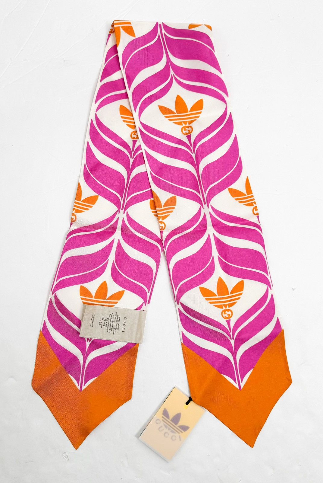 Gucci x ADIDAS Twilly Gucci 古馳X Adidas 聯名款展示品直條紋Twilly絲巾(703568-白  main image 2