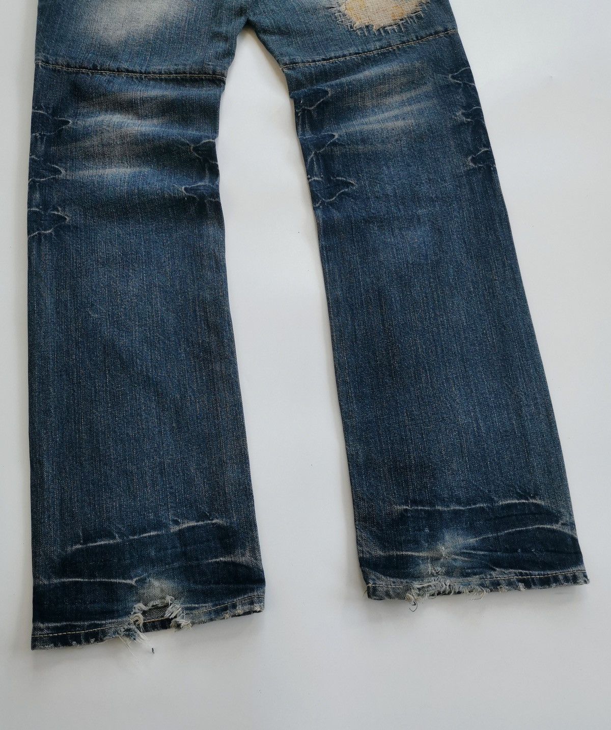 PPFM × The Smiths PPFM Double Waist Patchwork Distressed Denim Jeans Size US 32 / EU 48 - 12 Thumbnail