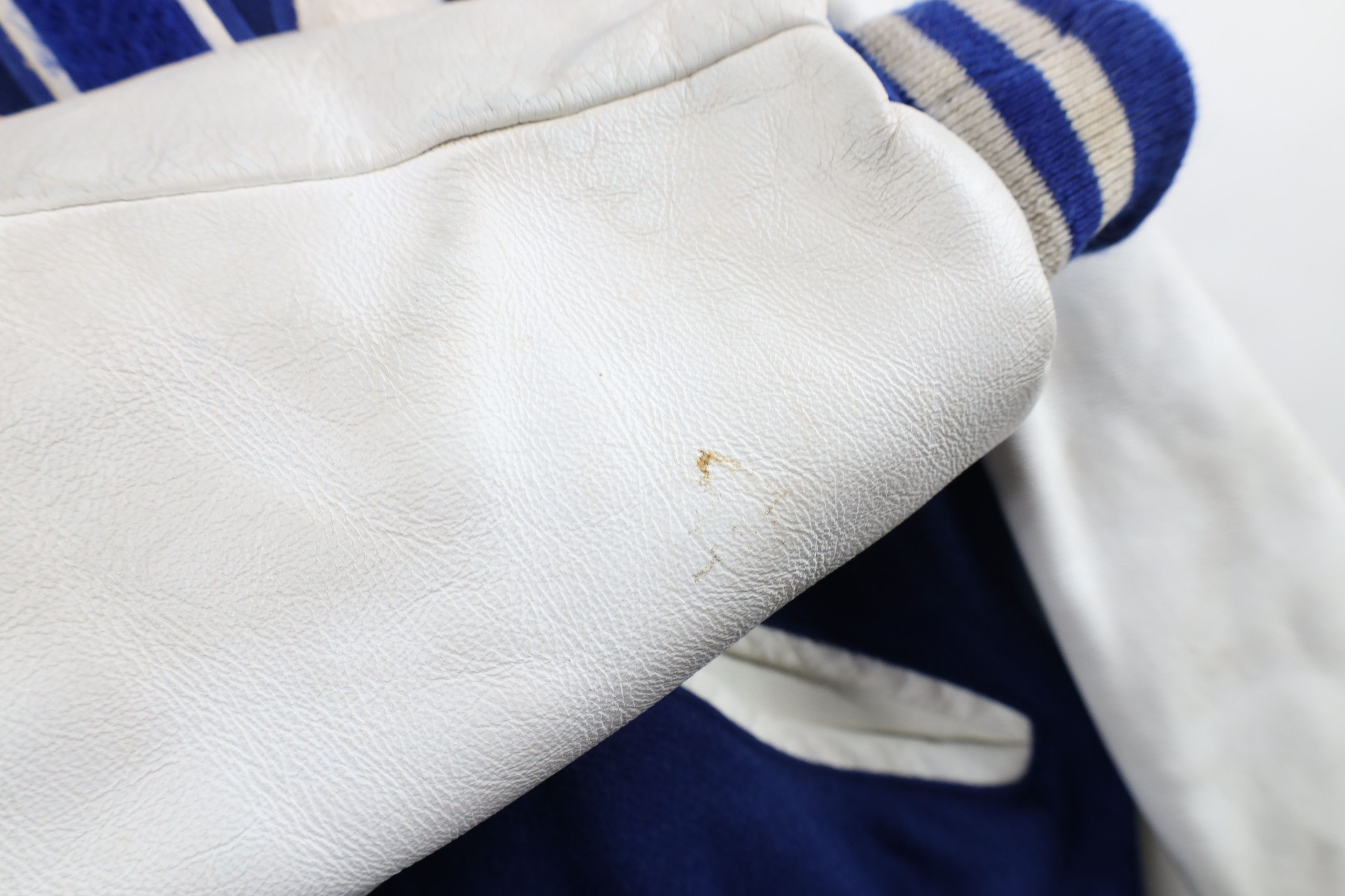 Vintage Vintage 90s Wool Leather Varsity Letterman Jacket Blue USA Size US XL / EU 56 / 4 - 9 Thumbnail