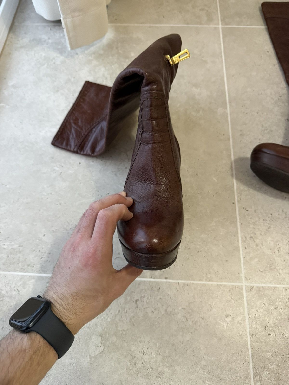 Prada Prada Leather Boots Brown Size US 8 / IT 38 - 9 Thumbnail