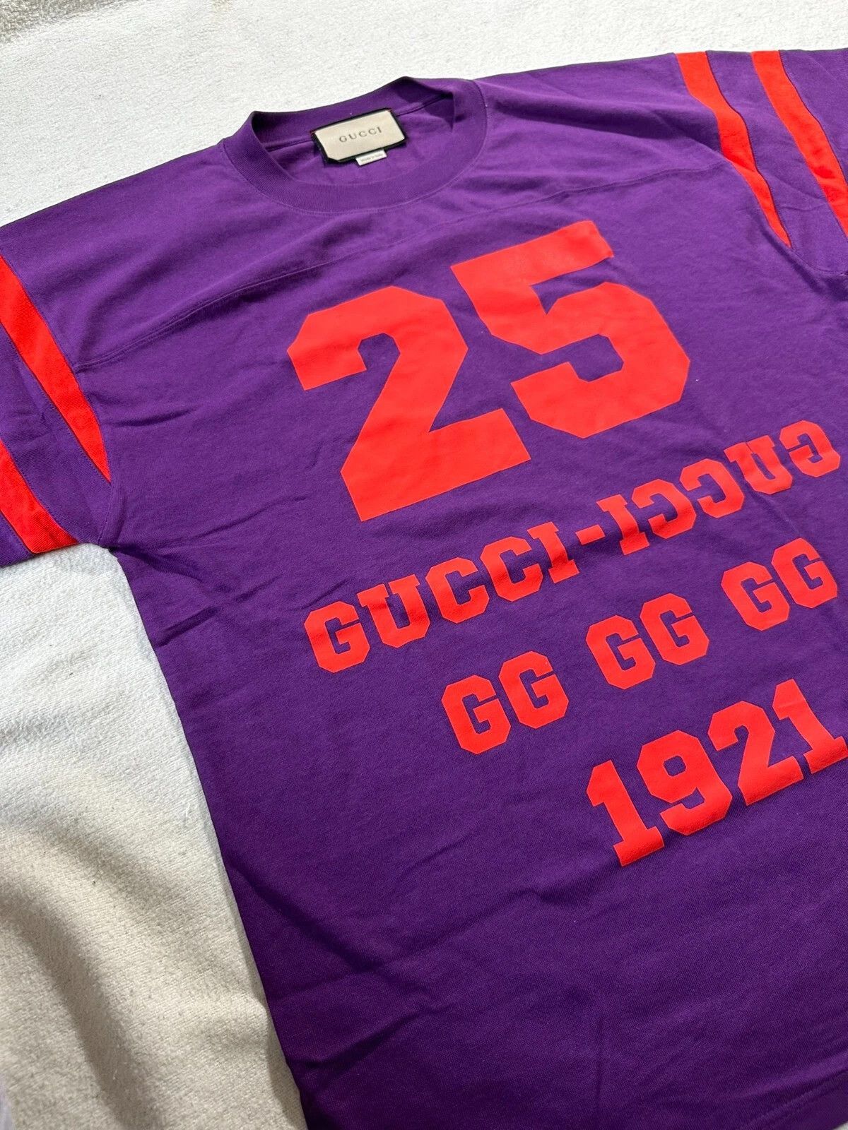 Gucci Gucci T-Shirt Football Logo 1921 Maison De L'Amour Purple Size US XXS / EU 40 - 16 Thumbnail