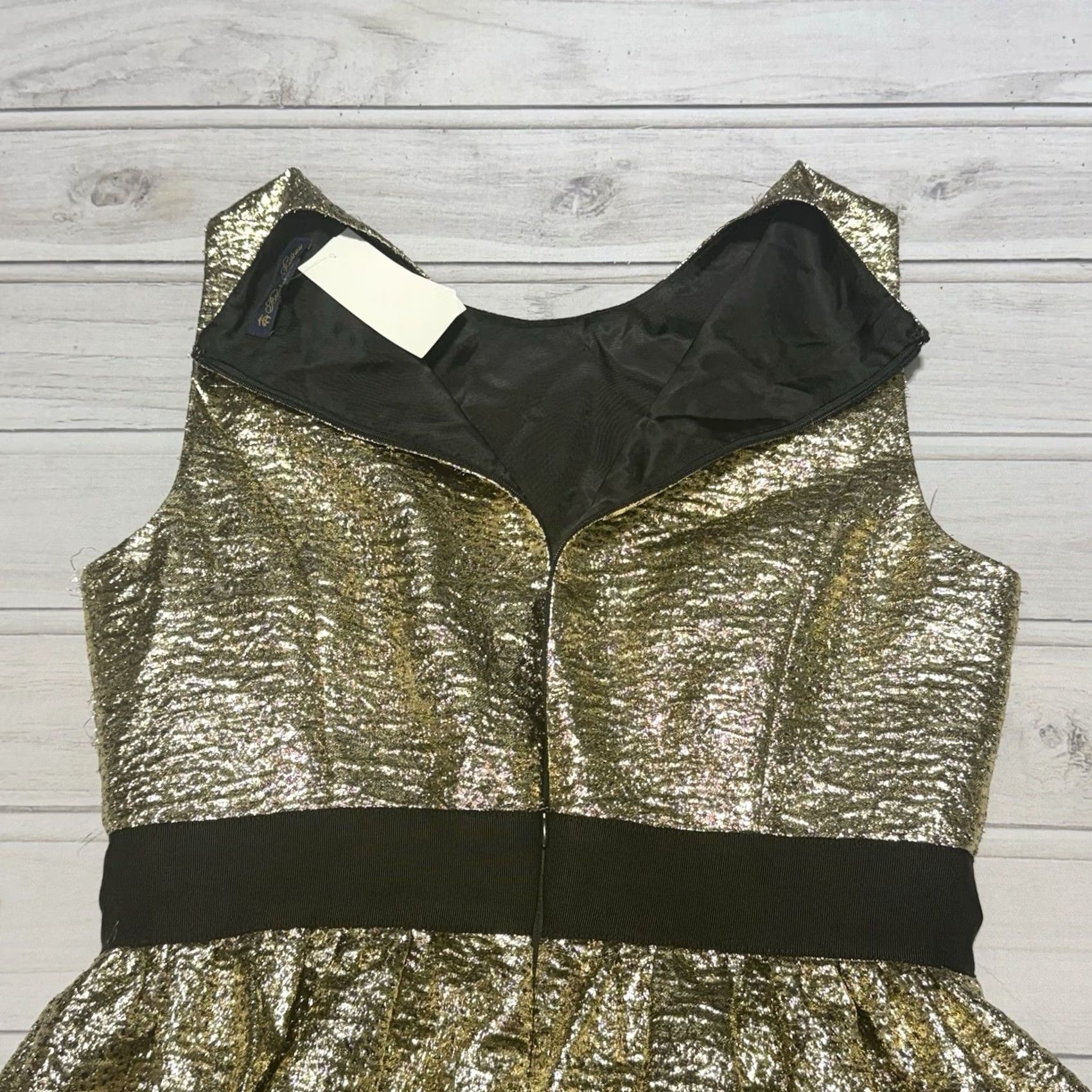 Brooks Brothers Brooks Brothers Dress 8 A-Line Sleeveless Party Cocktail NWT Gold Jacquard Knee Length Women Dress Size M / US 6-8 / IT 42-44 - 6 Thumbnail