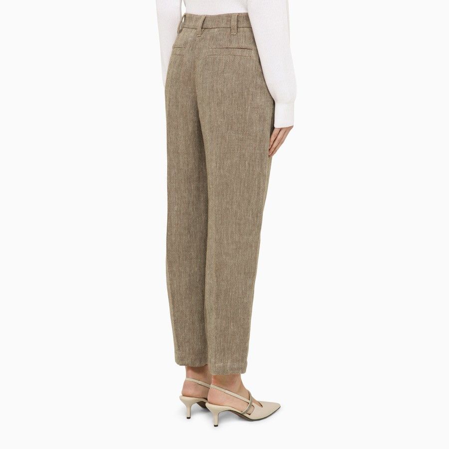 Brunello Cucinelli o1d2blof0824 Linen Trousers in Tobacco Size 26" / US 2 / IT 38 - 4 Thumbnail
