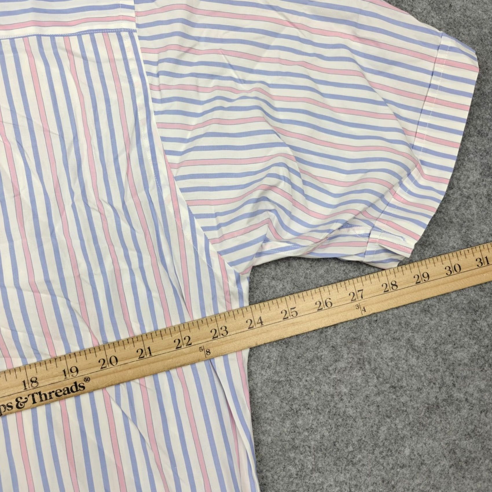 Turnbull & Asser Turnbull & Asser Shirt Mens XL White Striped Short Sleeve Button-Up Casual Size US XL / EU 56 / 4 - 6 Thumbnail