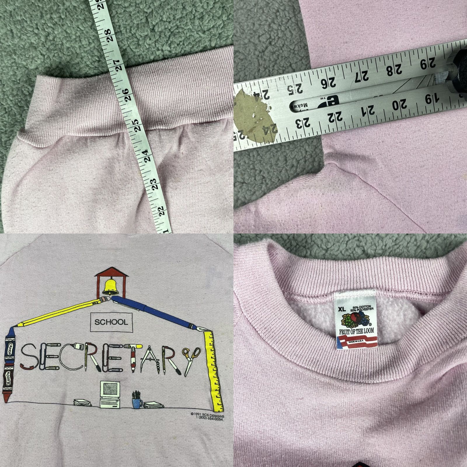 Pinko VINTAGE Secretary Sweatshirt Adult XL Pink Crew 90s 1991 Nike? Size US XL / EU 56 / 4 - 8 Thumbnail