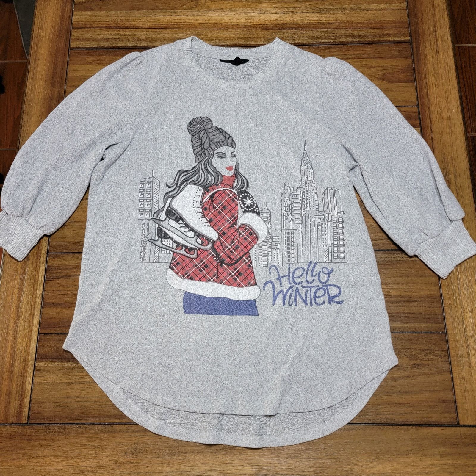 Other Love & Lace Lightweight Sweater w/Bling "Hello Winter" - Lg Size L / US 10 / IT 46 - 1 Thumbnail