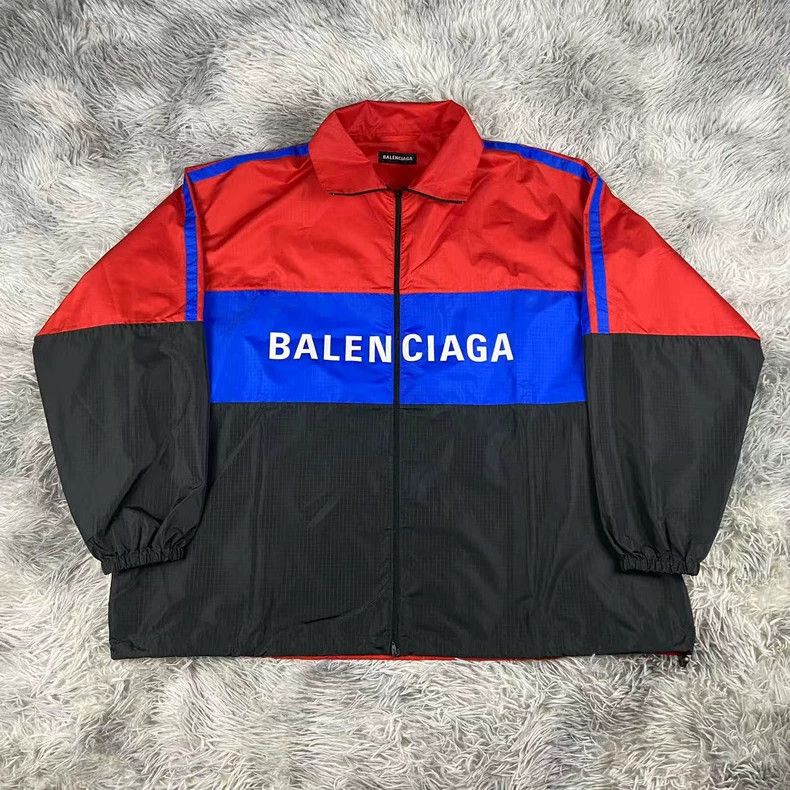 Balenciaga Balenciaga Red and blue patchwork monogram logo assault jac Size US S / EU 44-46 / 1 - 2 Thumbnail