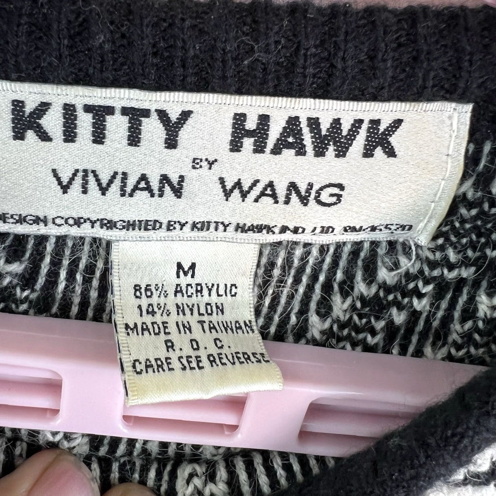 Vintage VINTAGE Vivian Wang Kitty Hawk Sweater Shirt Women M Black White Beaded Geometric 90s Bohemian City Classic Pullover Knit Raglan S/M Size M / US 6-8 / IT 42-44 - 5 Thumbnail