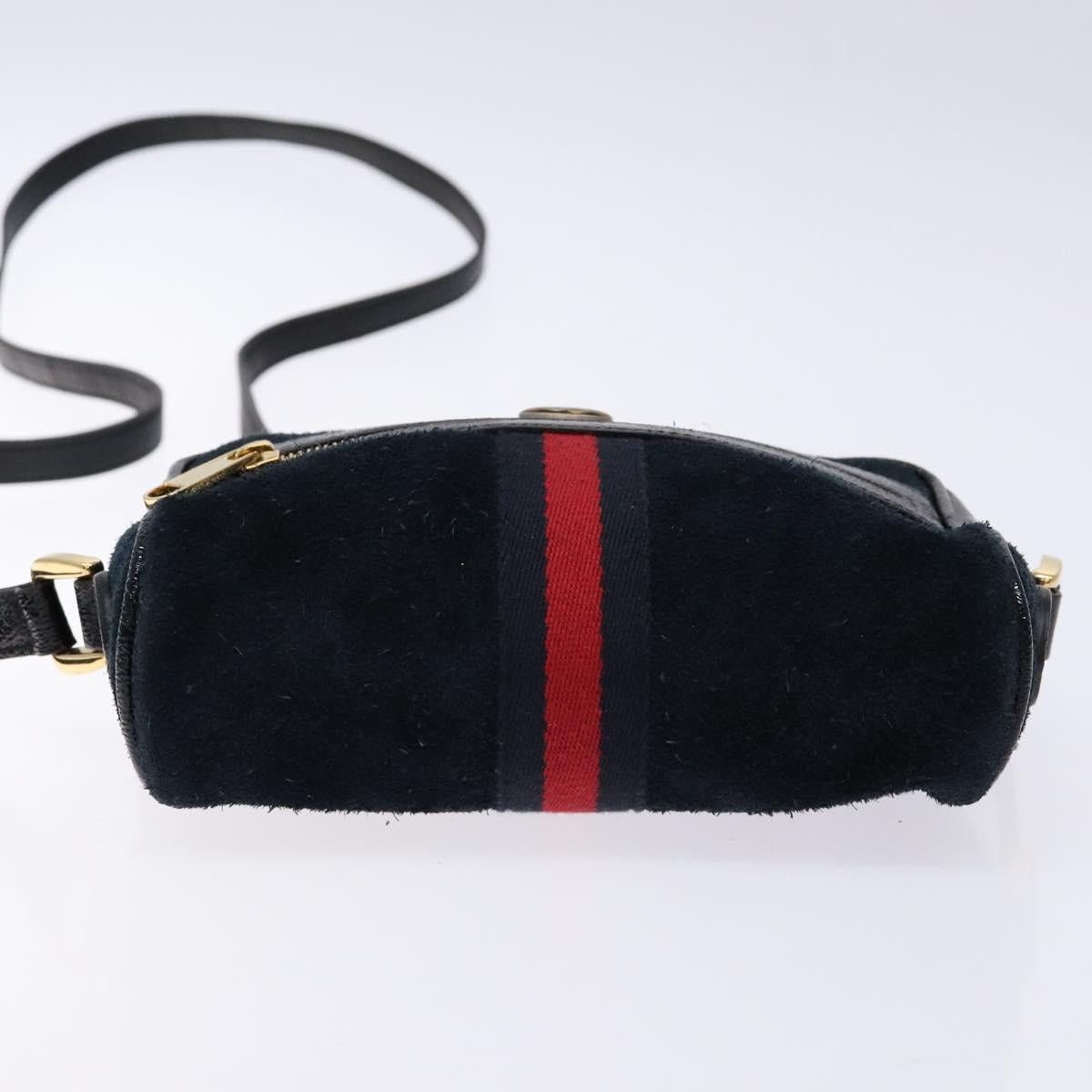 Gucci GUCCI Sherry Line Shoulder Bag Suede Navy Gold Size ONE SIZE - 9 Thumbnail