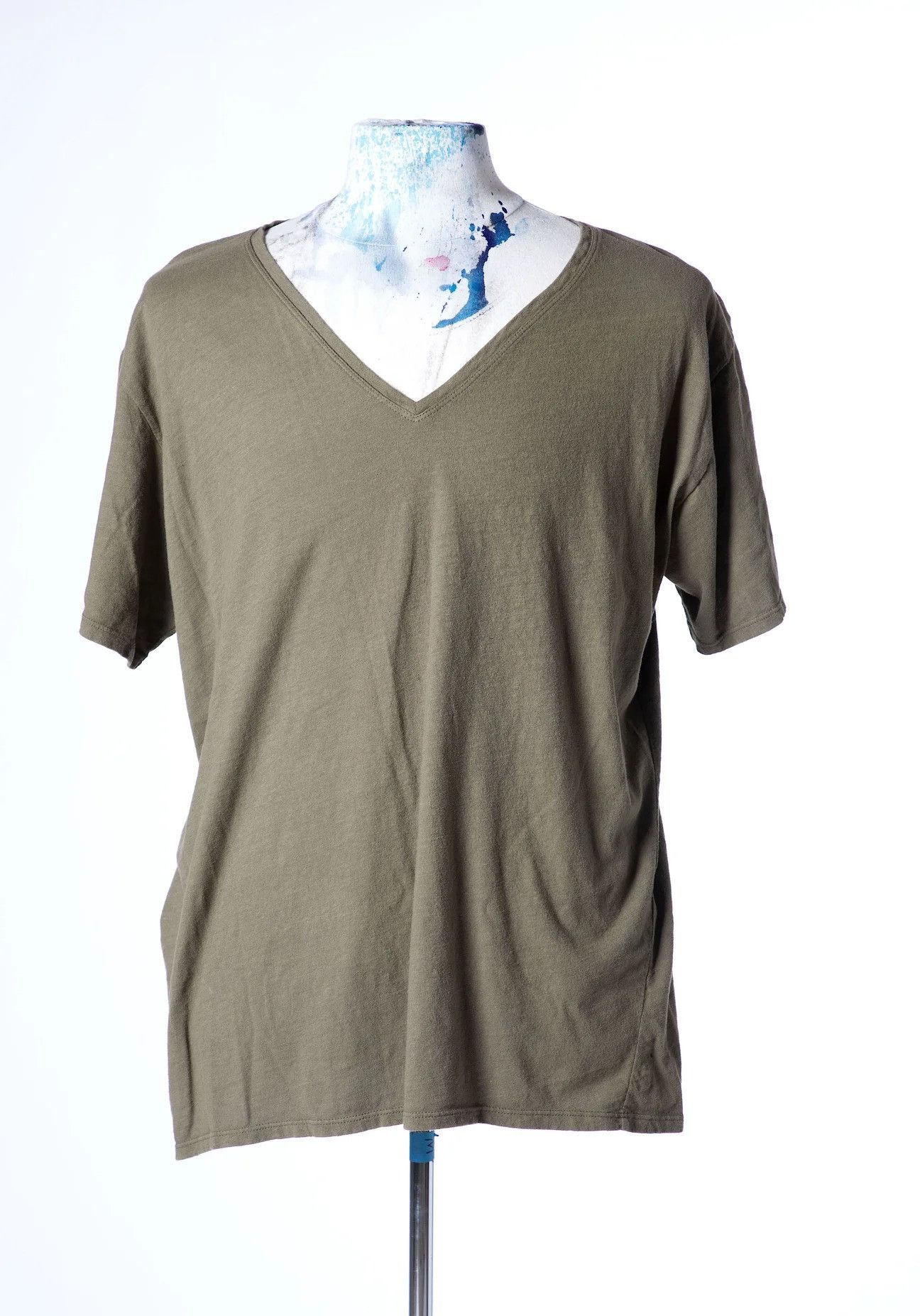 $290 Greg Lauren Green V Neck Tee